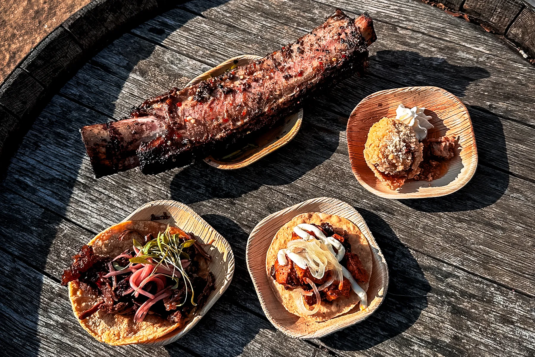 various foods from the Heritage Fire and Whiskies of the World Tour Food Festival