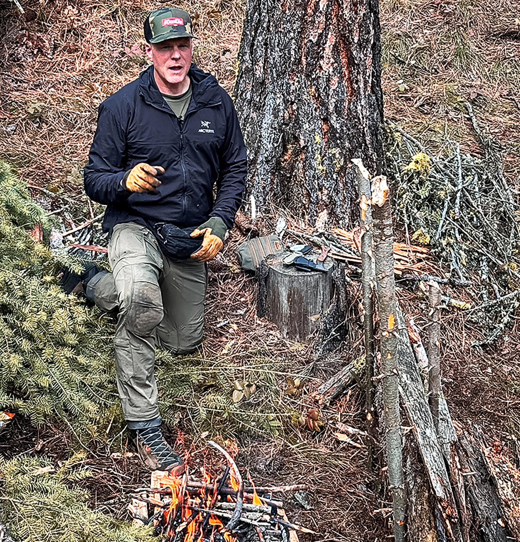 John Barklow teaching fire building