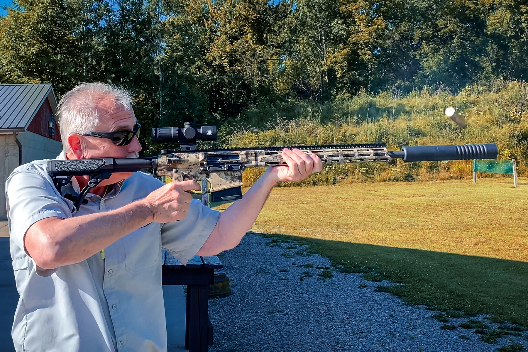 Daniel Defense DD5 V5 Hunter rifle being fired at the range