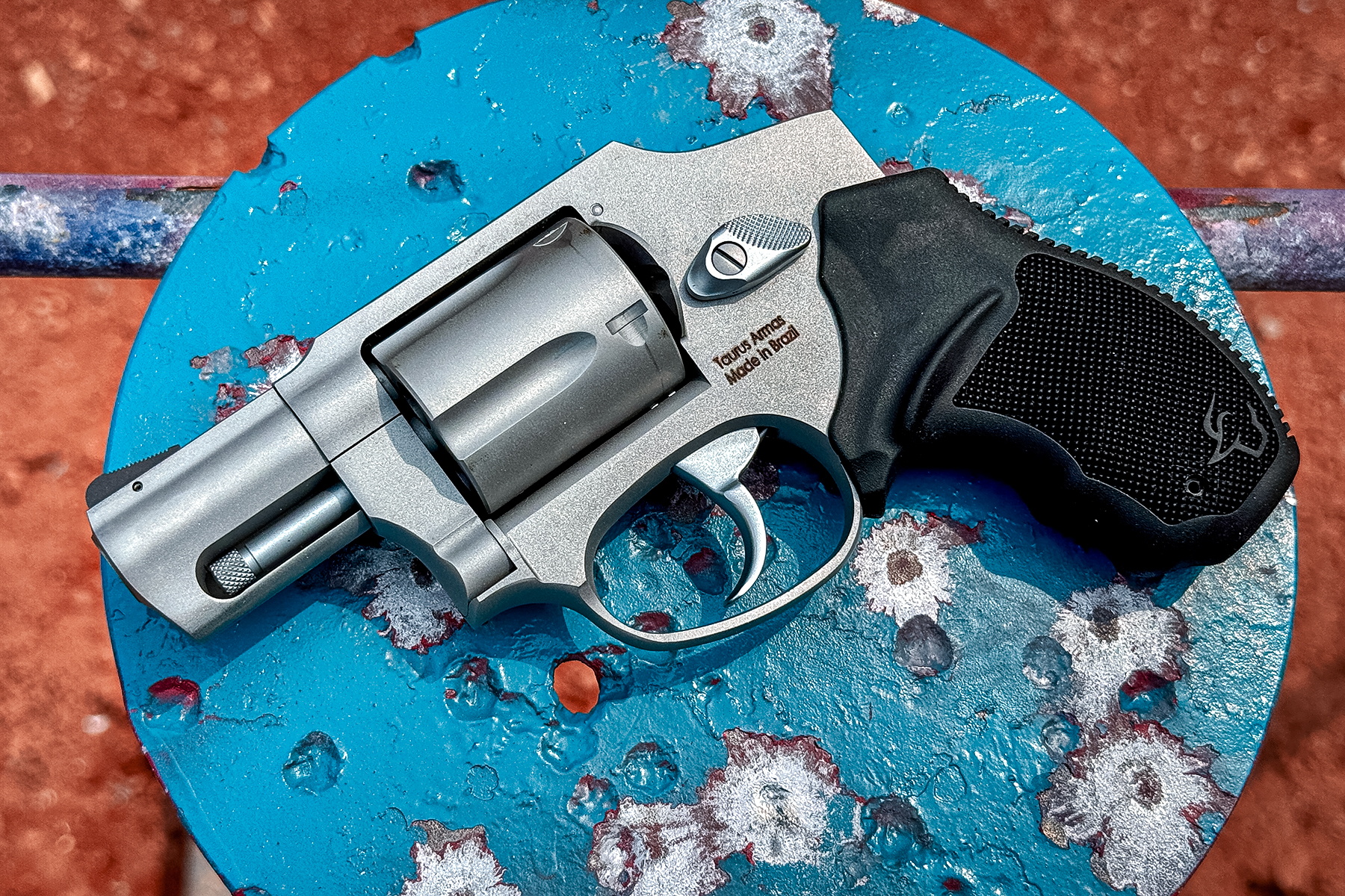 taurus 650 revolver on a steel plate
