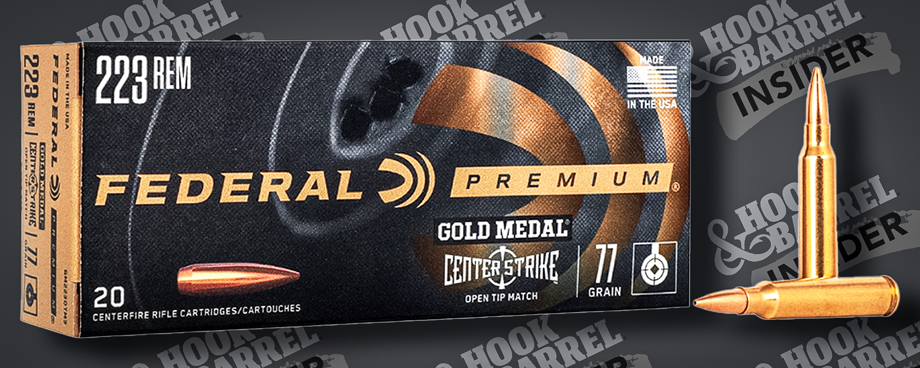 Federal Premium Gold Medal .223 Remington 77 gr Ammo Open Tip Match