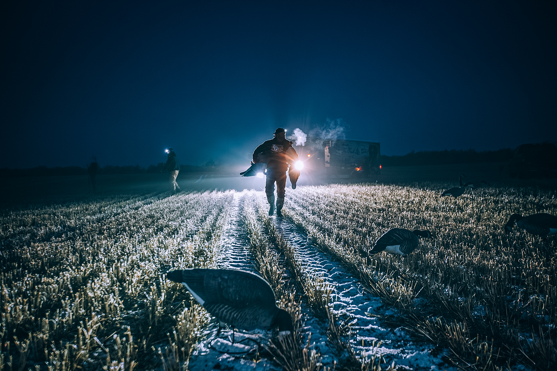 chad belding placing some dekes in the dark