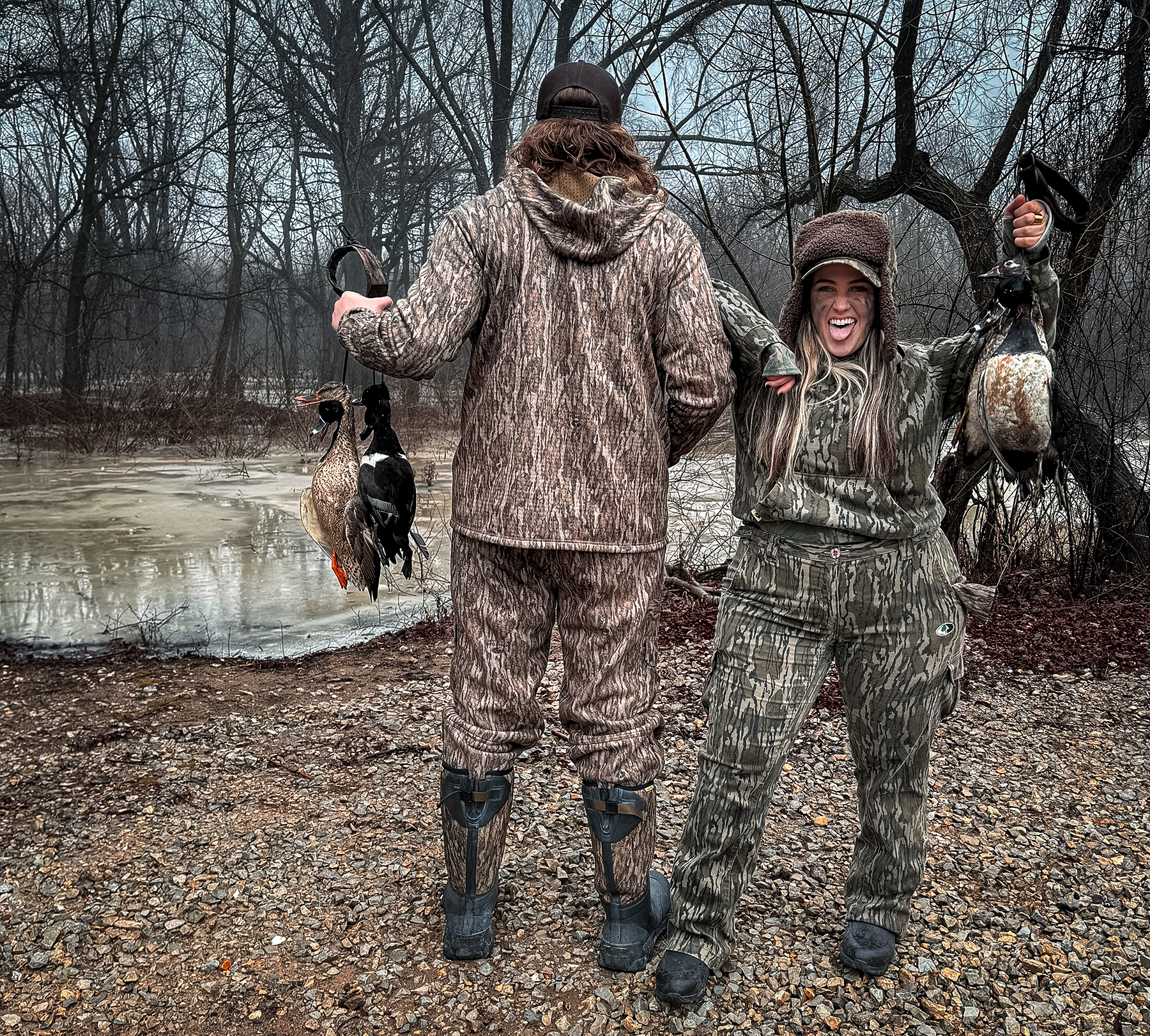 ducks down