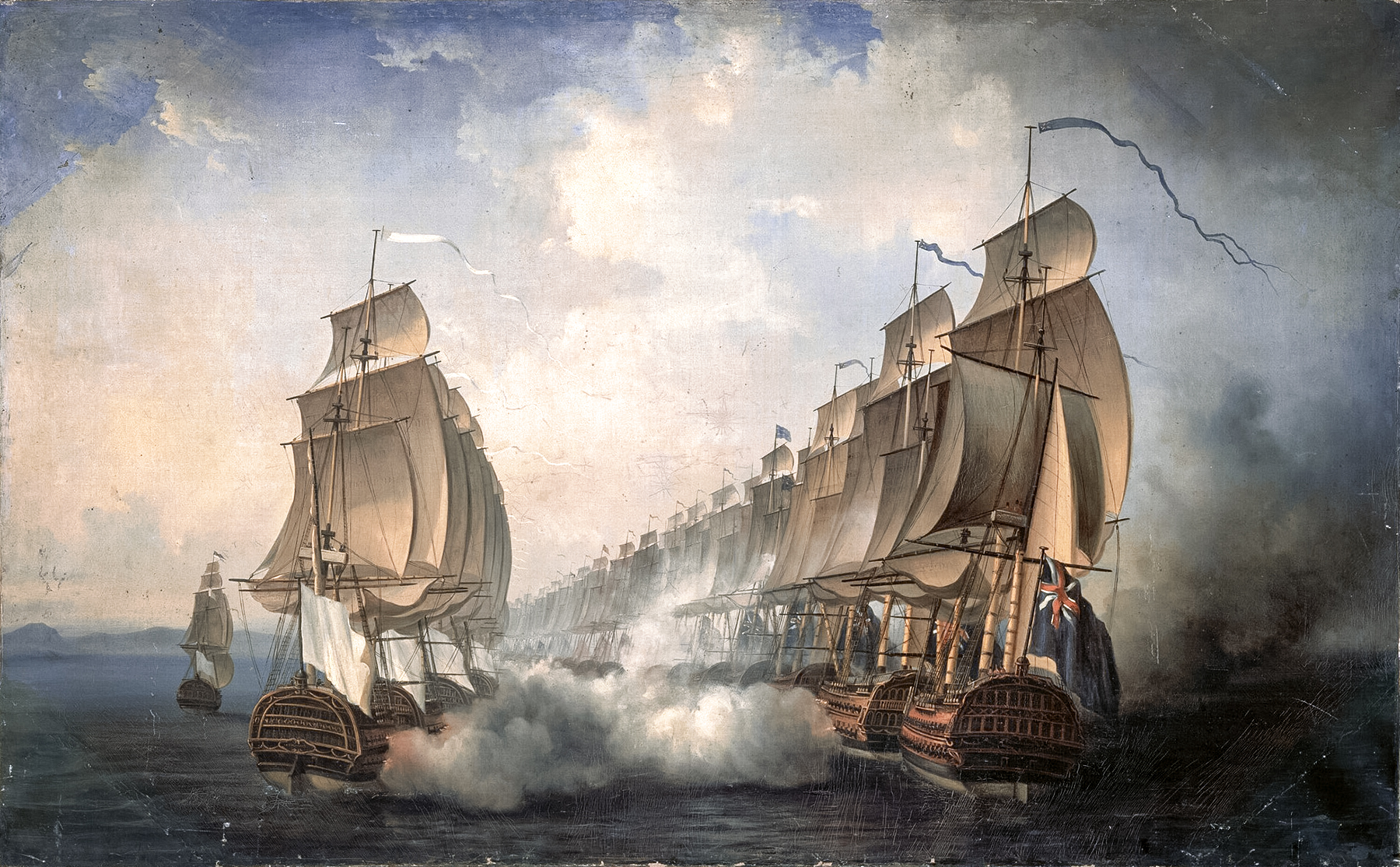 Painting of the Battle of Cuddalore on June 20, 1783 between the French navy commanded by the Bailli de Suffren and the British one under the orders of Rear-Admiral Edward Hughes.