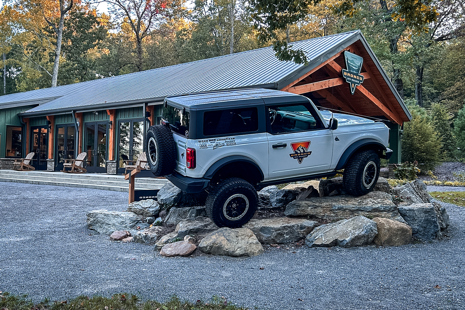 Ford Broncos driving off road