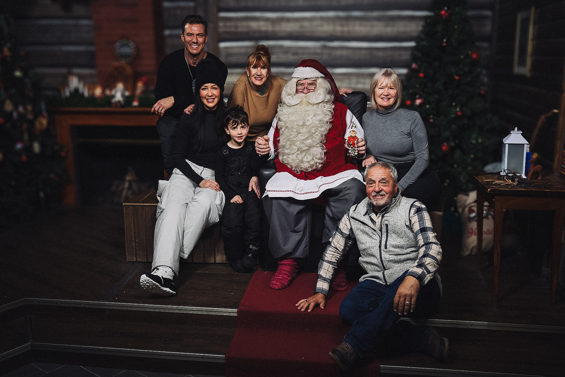 a family photo with santa