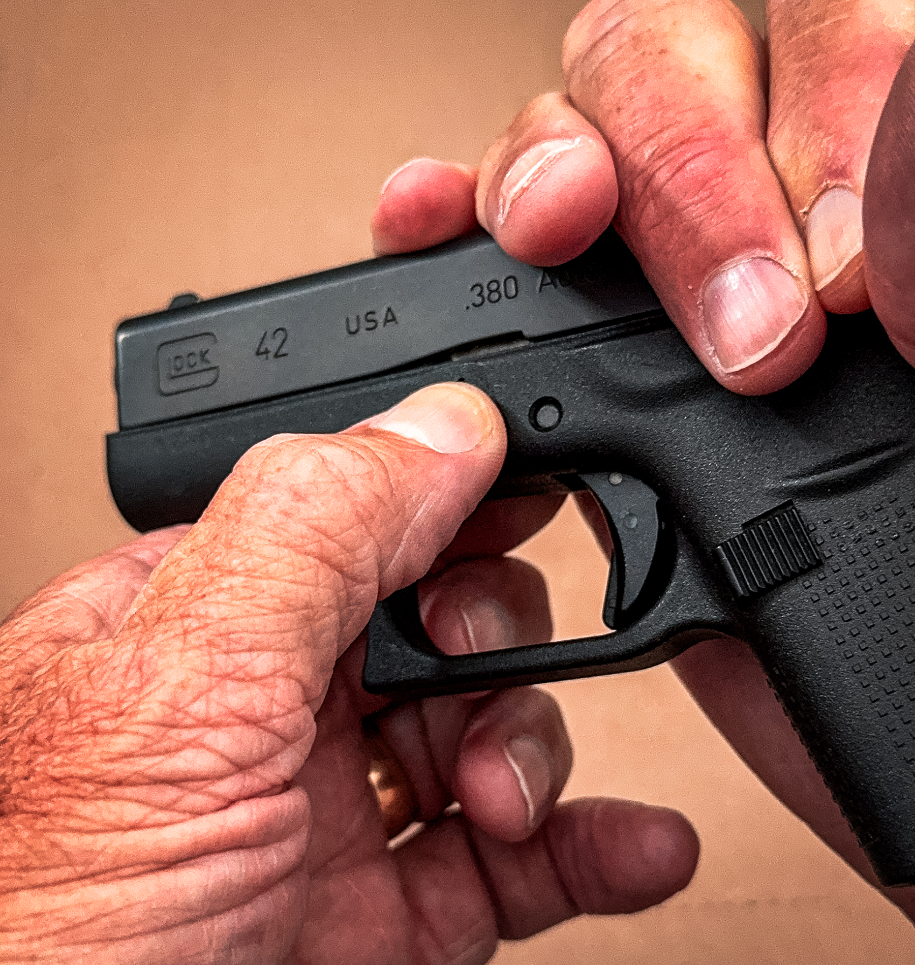 Glock 42 being disassembled