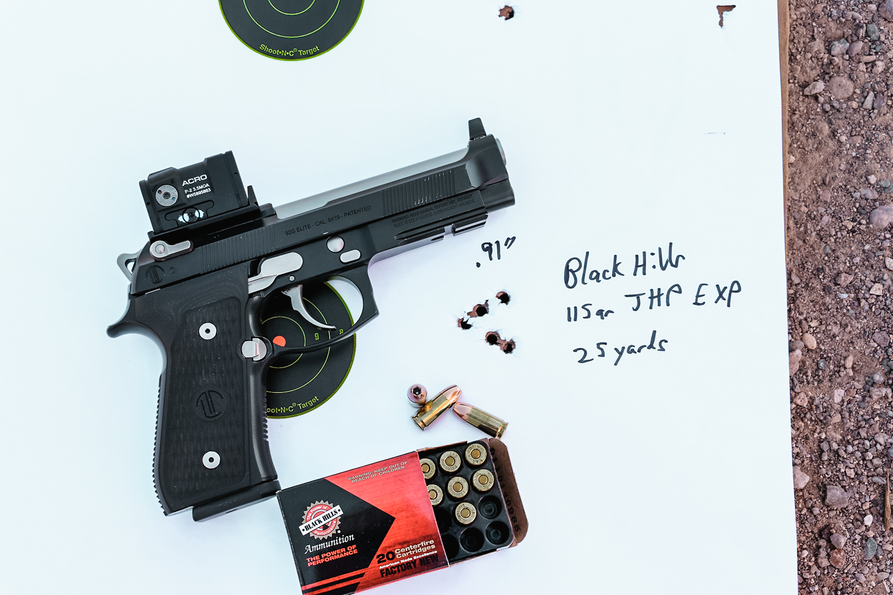 LTT Beretta 92G with some Black Hills 9mm ammo and target results