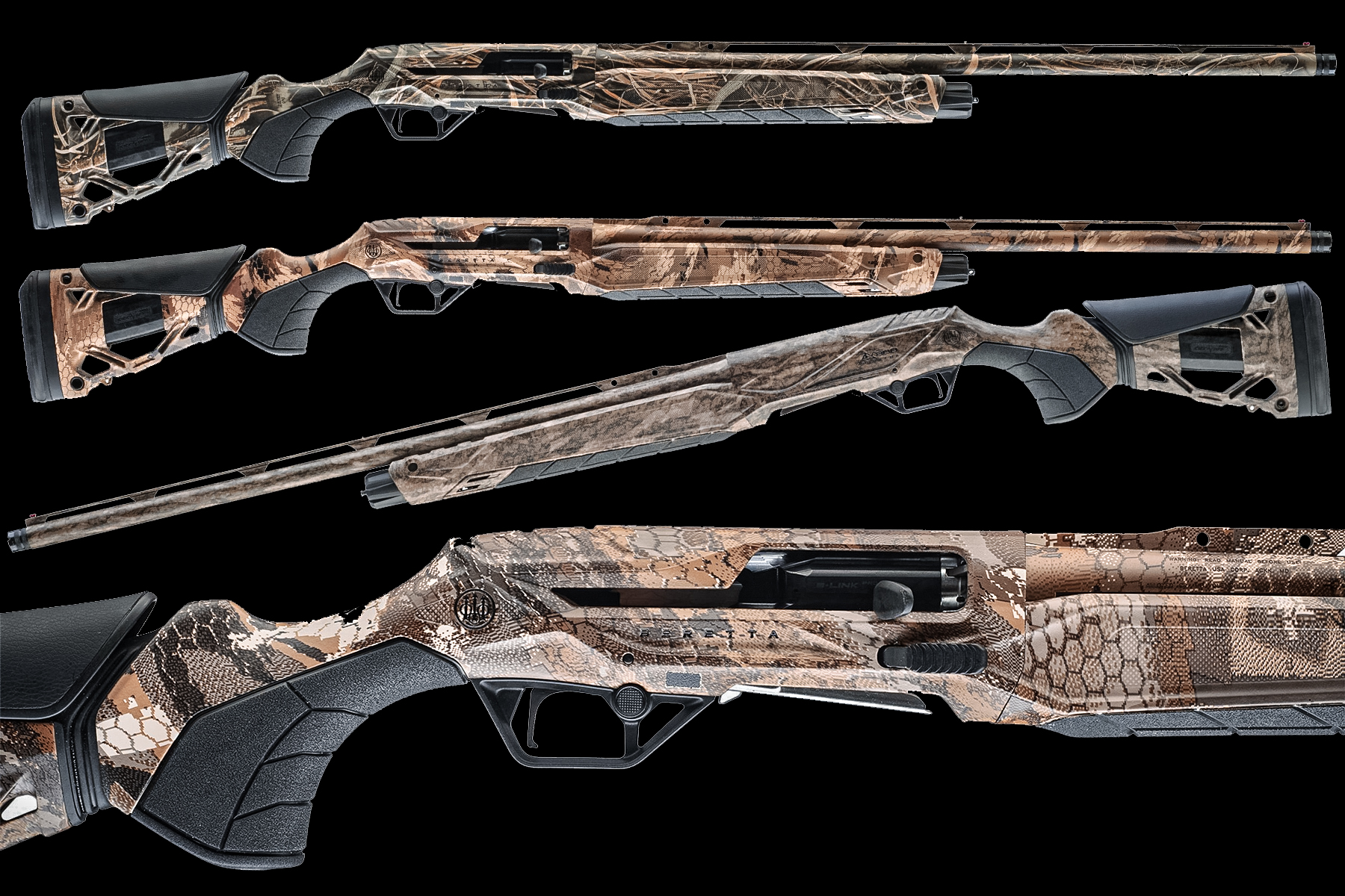 Top to bottom: Realtree Max-7, Optifade Marsh, Mossy Oak Original Bottomland, Optifade Timber