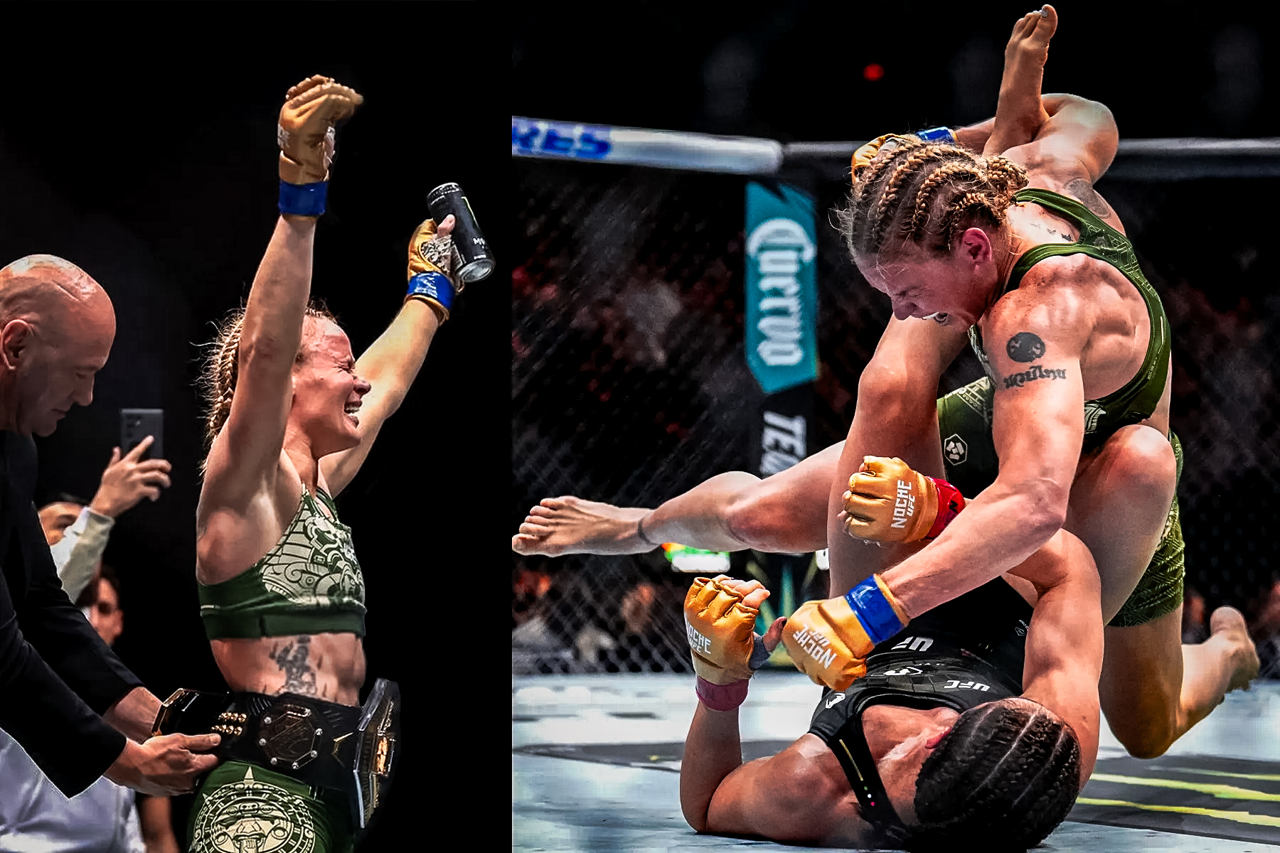 Valentina "Bullet" Shevchenko winning victory in the octagon