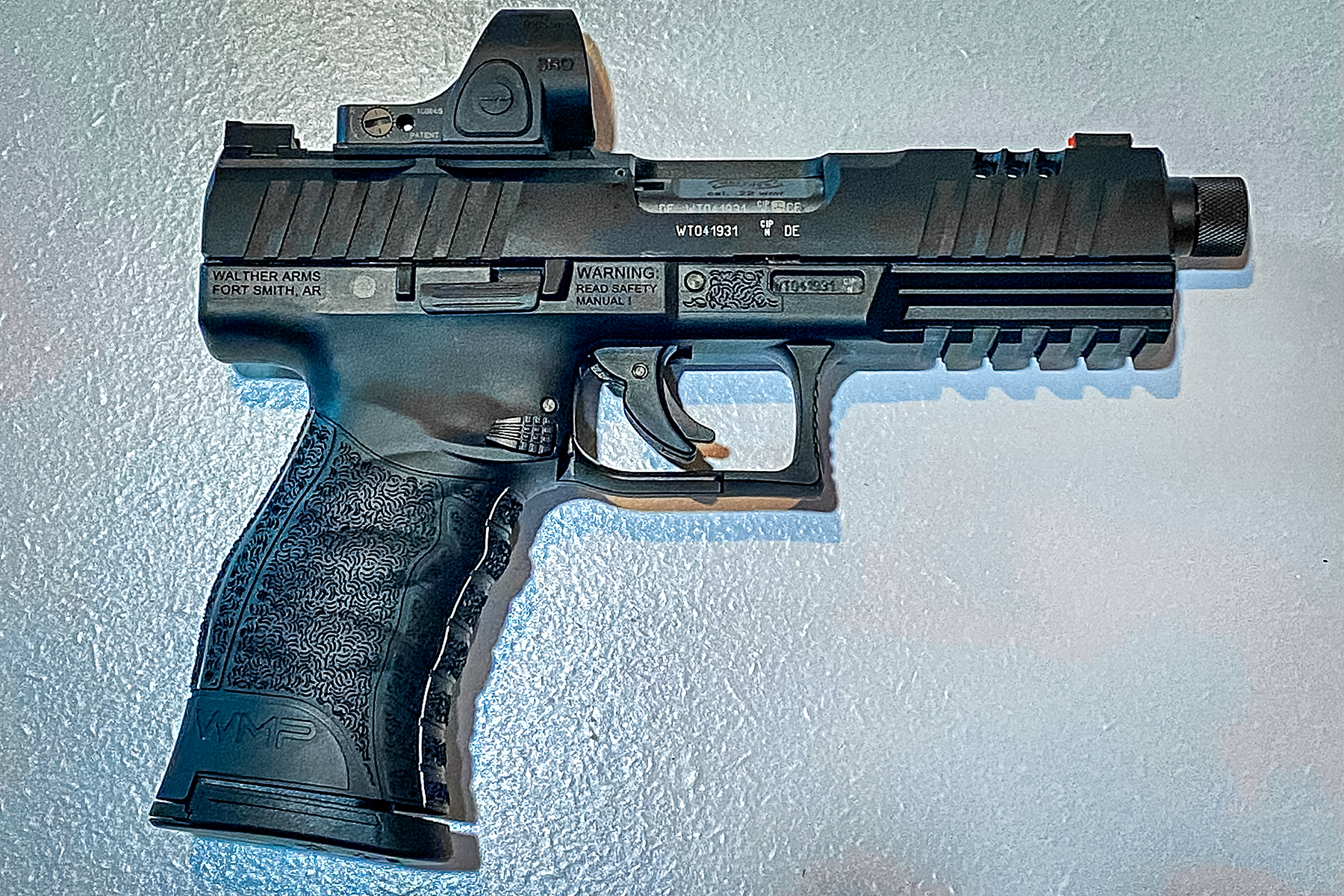 Walther WMP SD pistol with a Trijicon SRO red dot installed