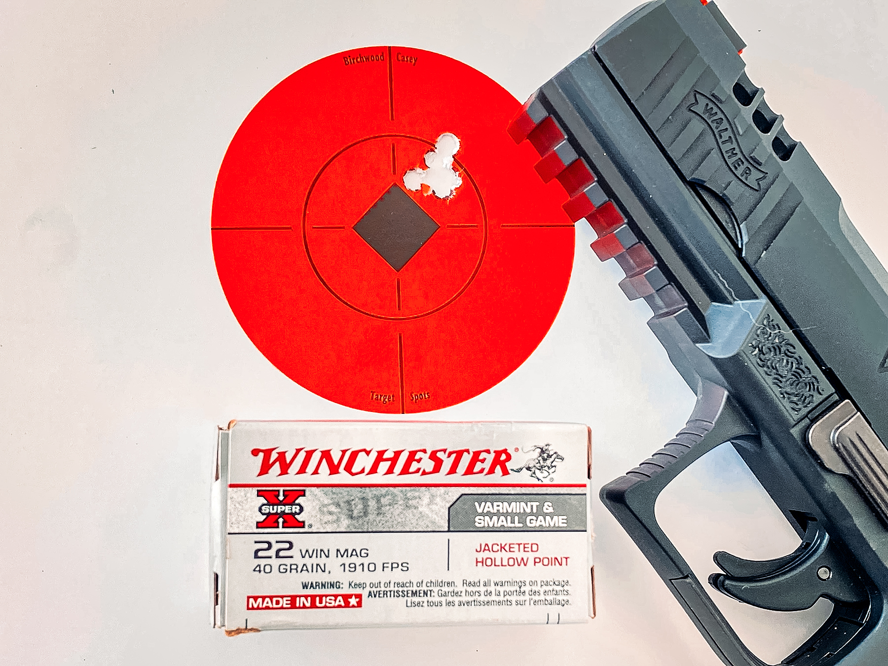 Walter WMP SD trigger with target and Winchester ammo