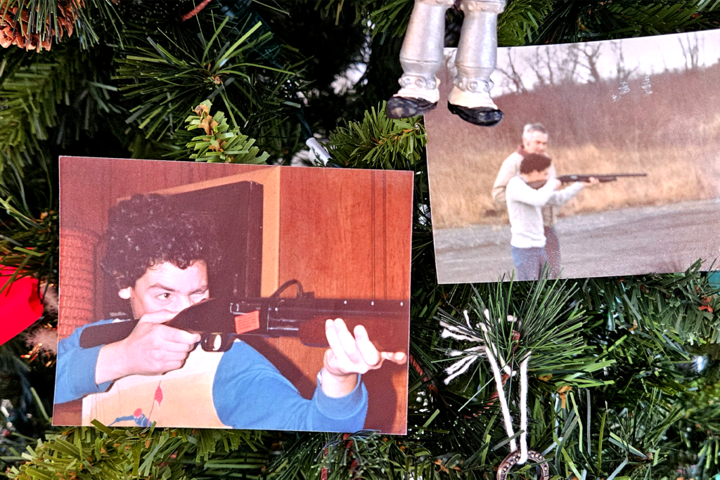 Nino Bosaz with his father on Christmas morning circa 1980