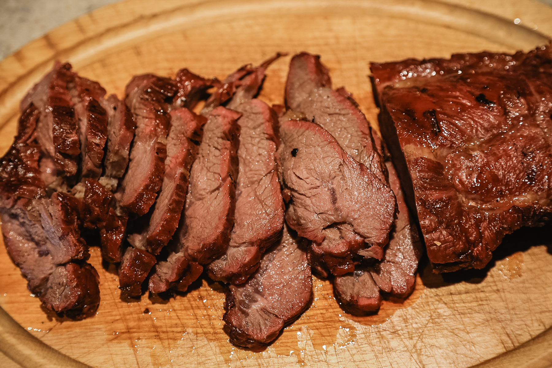 Brined, Smoked Bear Loin sliced