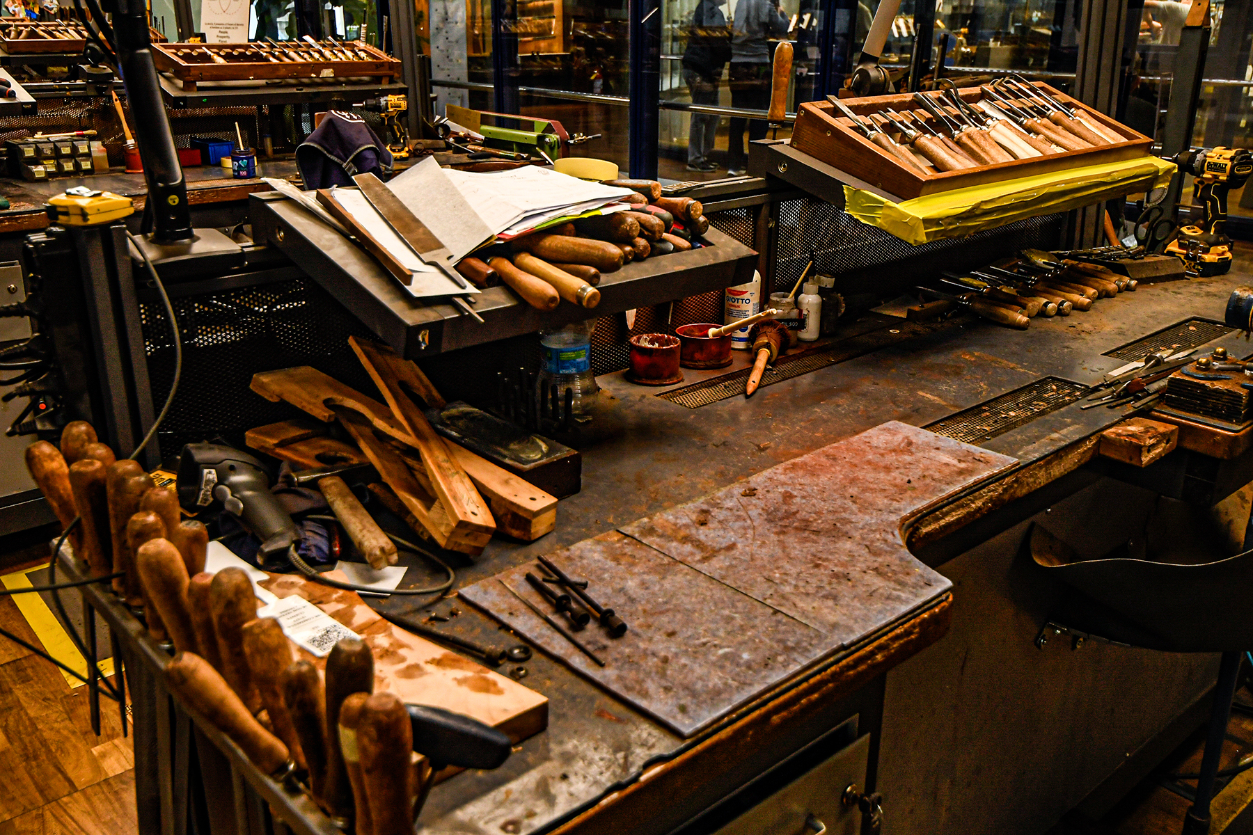 Beretta factory old hand tools and work table