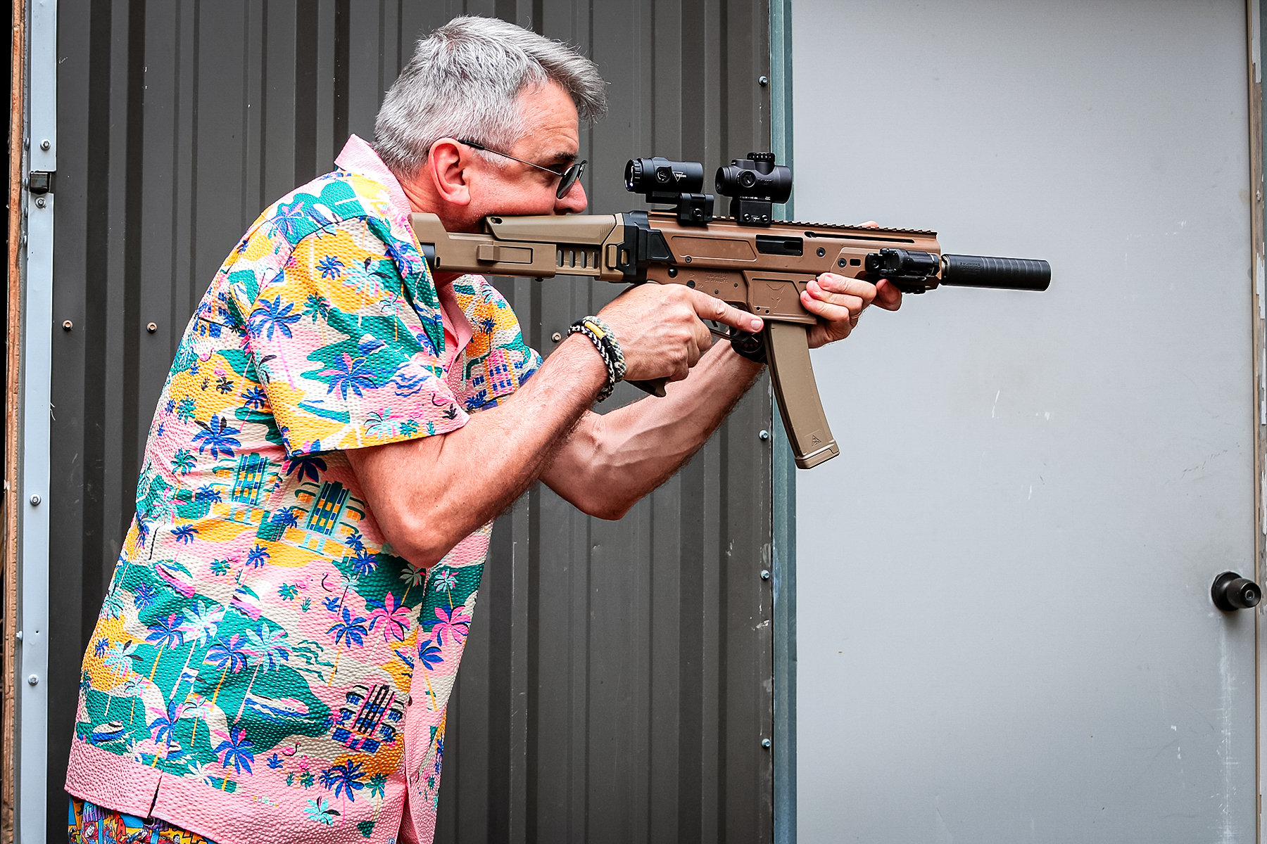 the author aiming a PSA JAKL 9