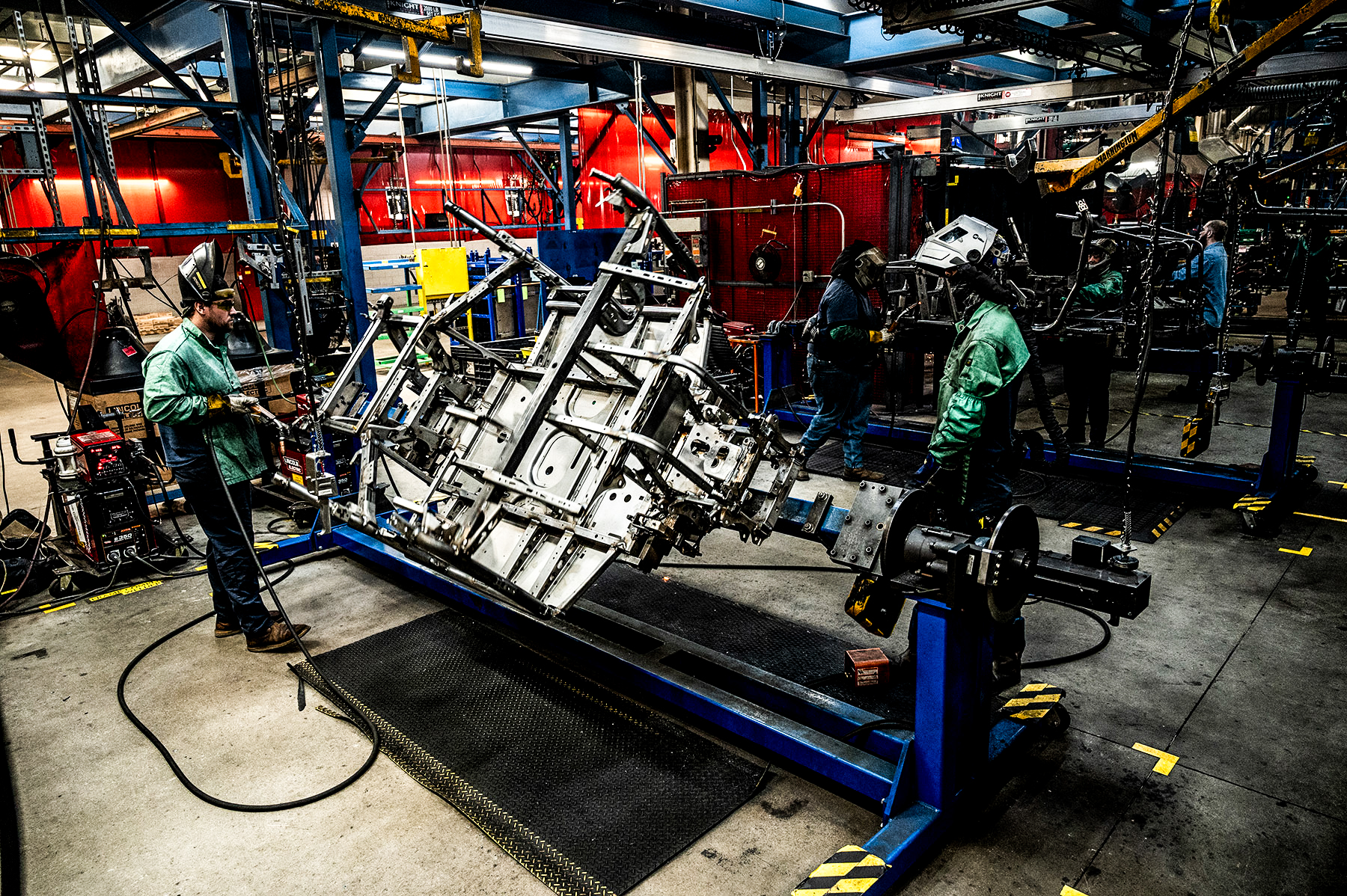 Yamaha assembly line welding tilted base