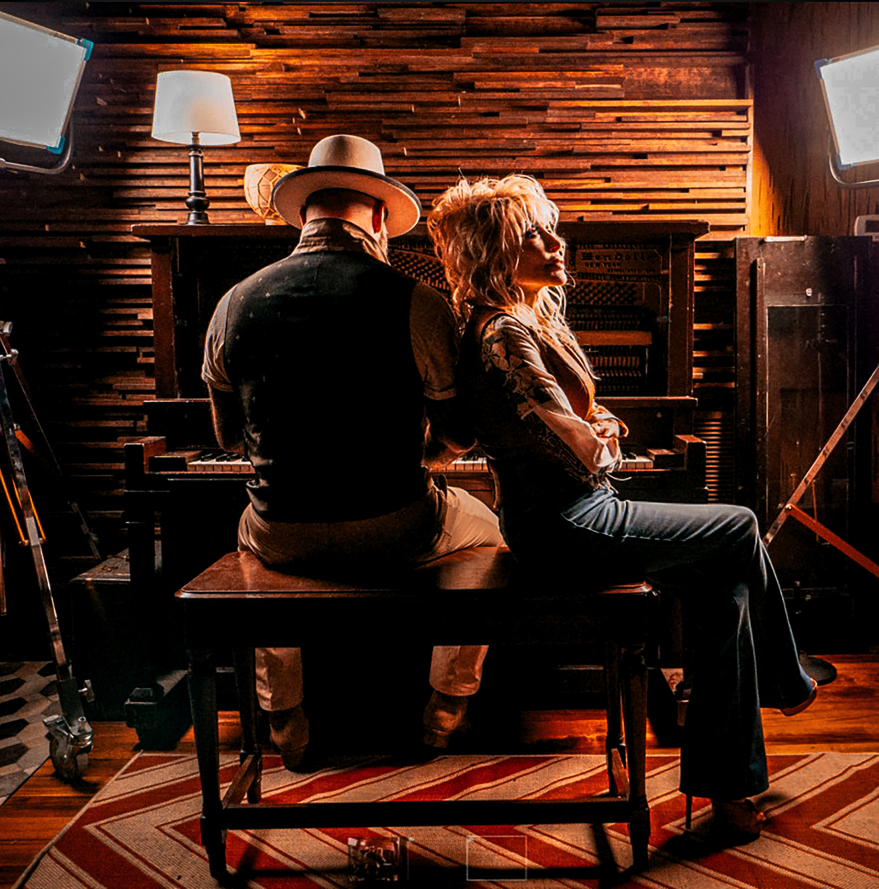 Zac Brown playing piano with Dolly Parton for the song Butterfly