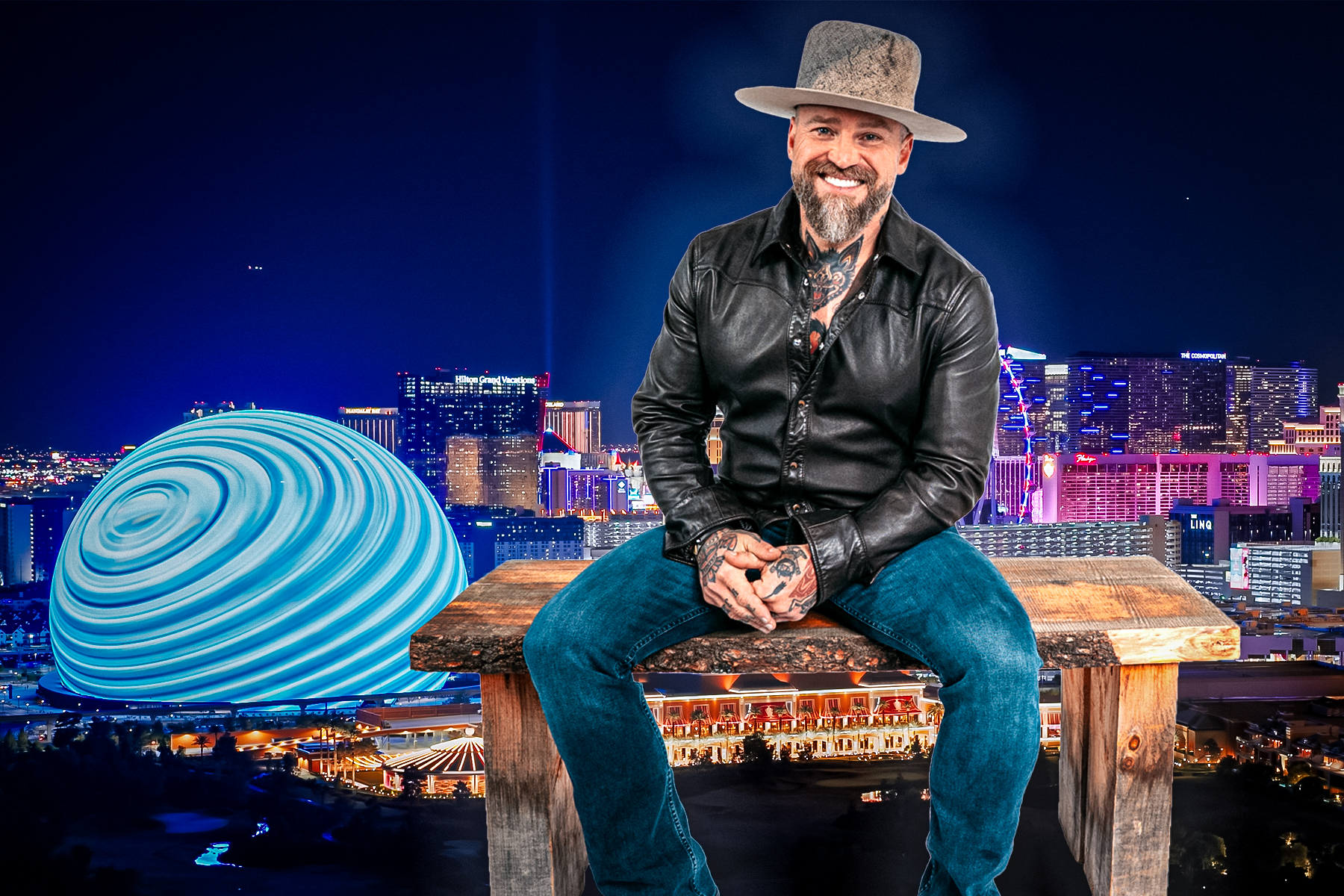 Zac Brown in front of the LV Sphere
