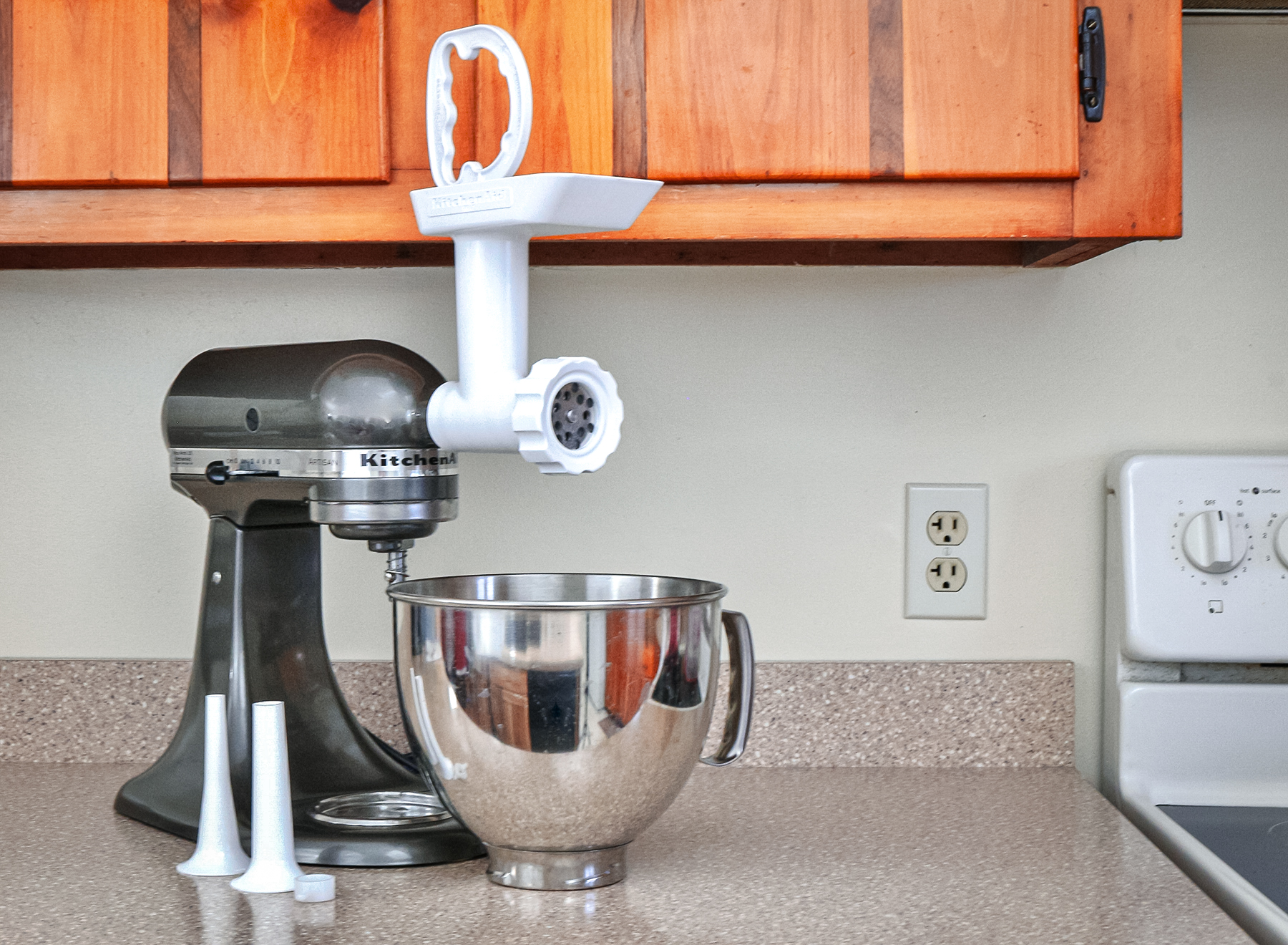 Kitchen Aid Mixer with Grinder attached