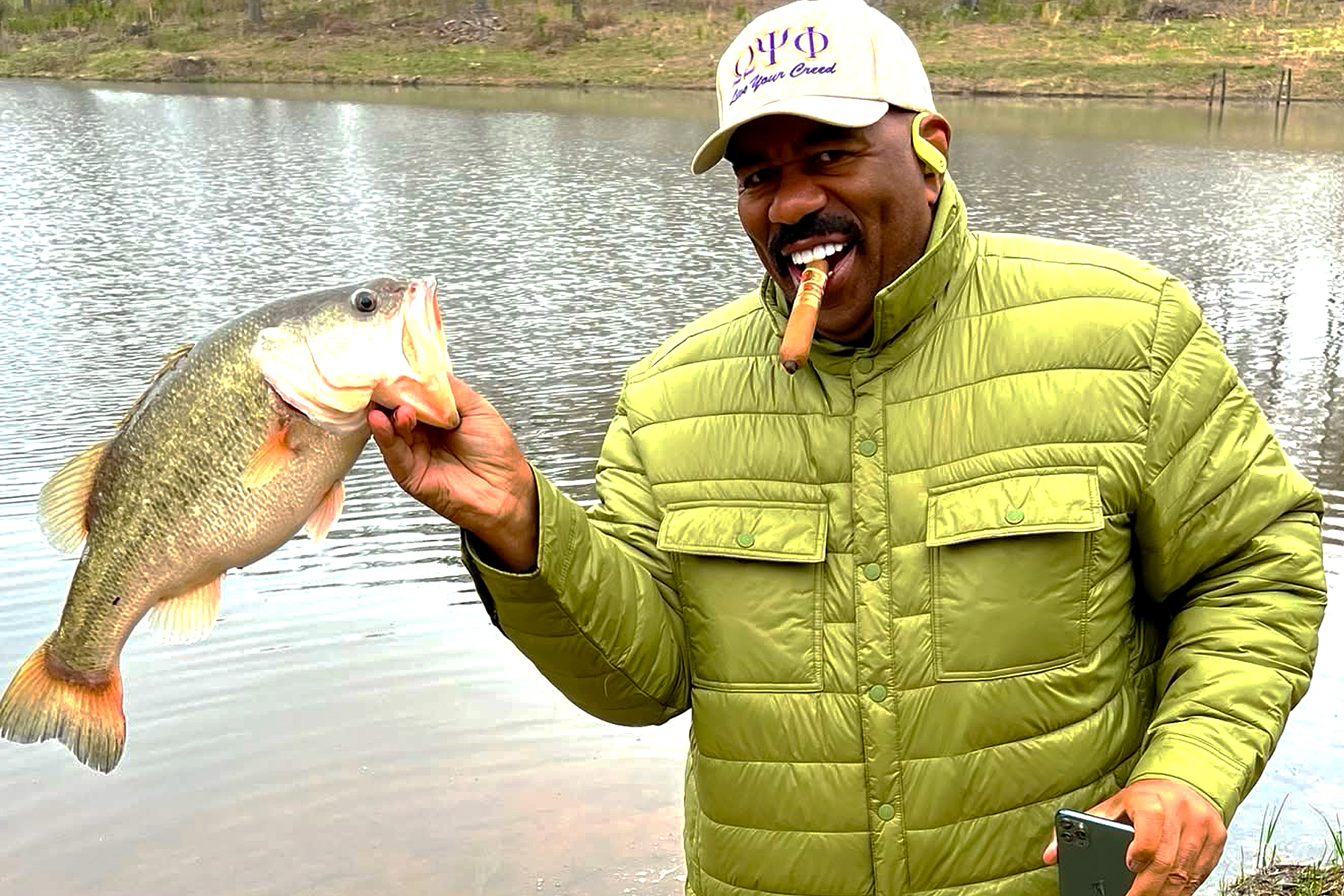 Steve Harvey with a lunker of a largemouth bass