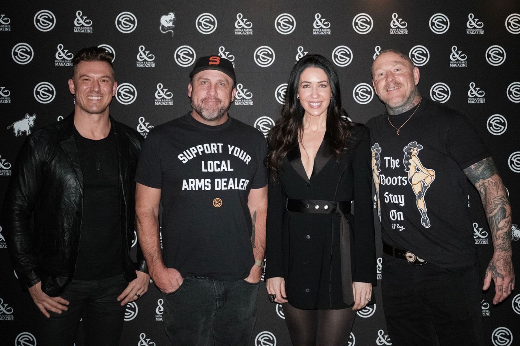 Hook & Barrel CEO John Radzwilla, SilencerCo CMO Mike Aland, Hook & Barrel COO Natalie Radzwilla, pro skater and entertainer Jason Ellis.