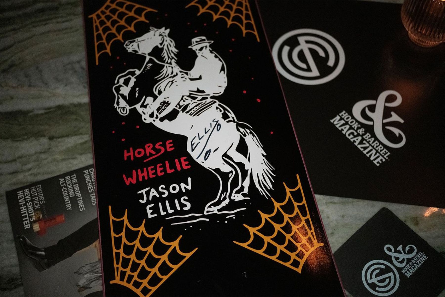 A custom skateboard at a VIP Party.