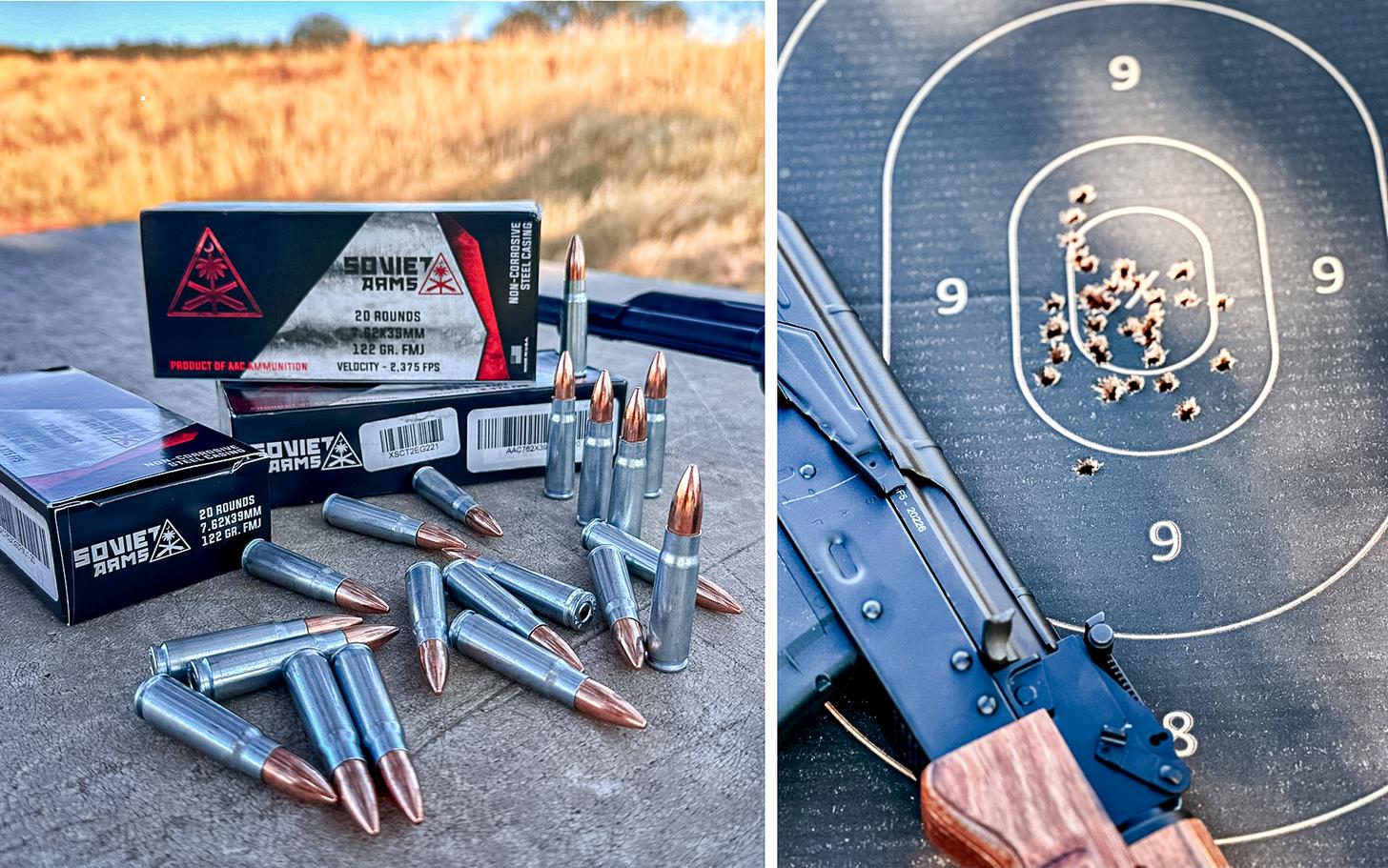 Soviet Arms PSAK-47 GF5 Forged Classic Rifle from PSA and Soviet Arms 7.62x39mm ammunition and first target results.