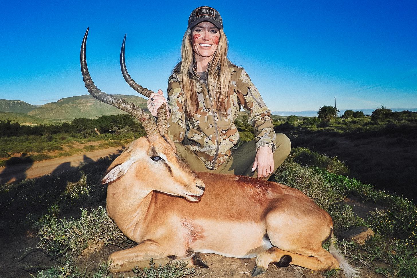 lauren brown with a kudu in Africa
