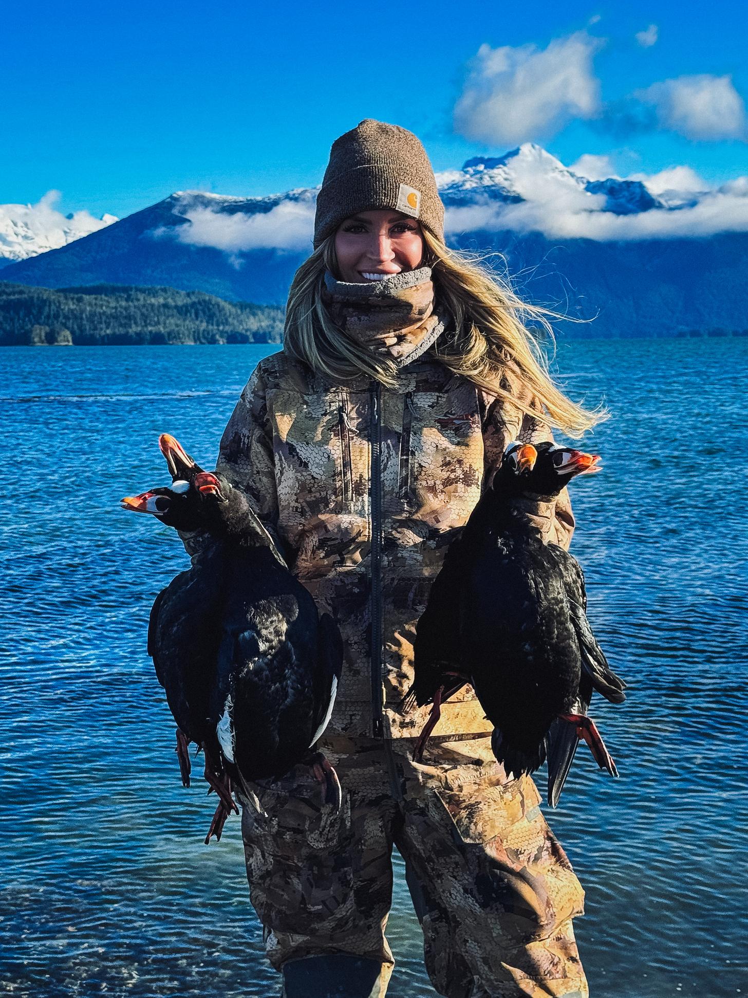 lauren brown with dead ducks in alaska