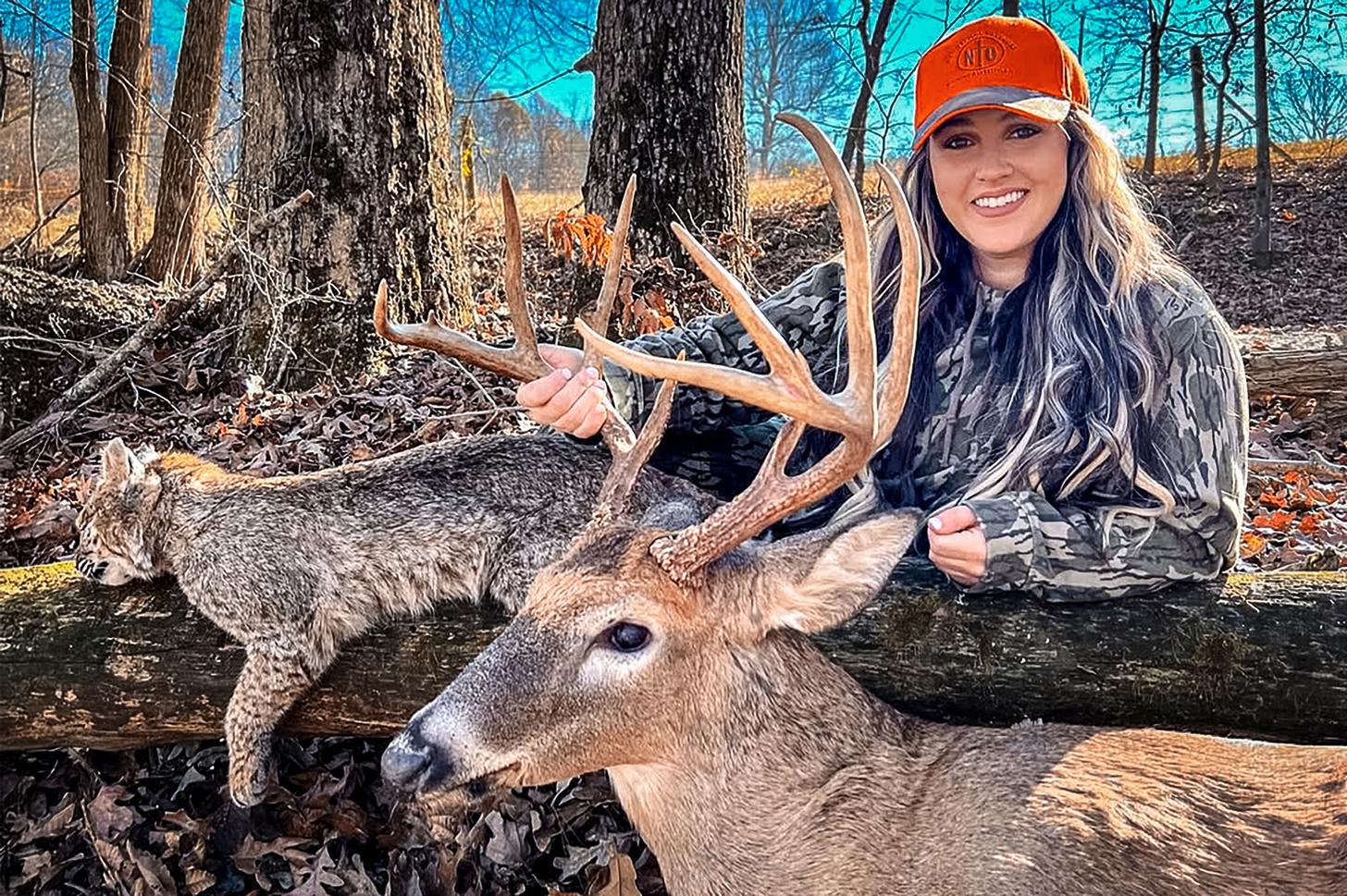 Priscilla Block with a nice buck and a bobcat