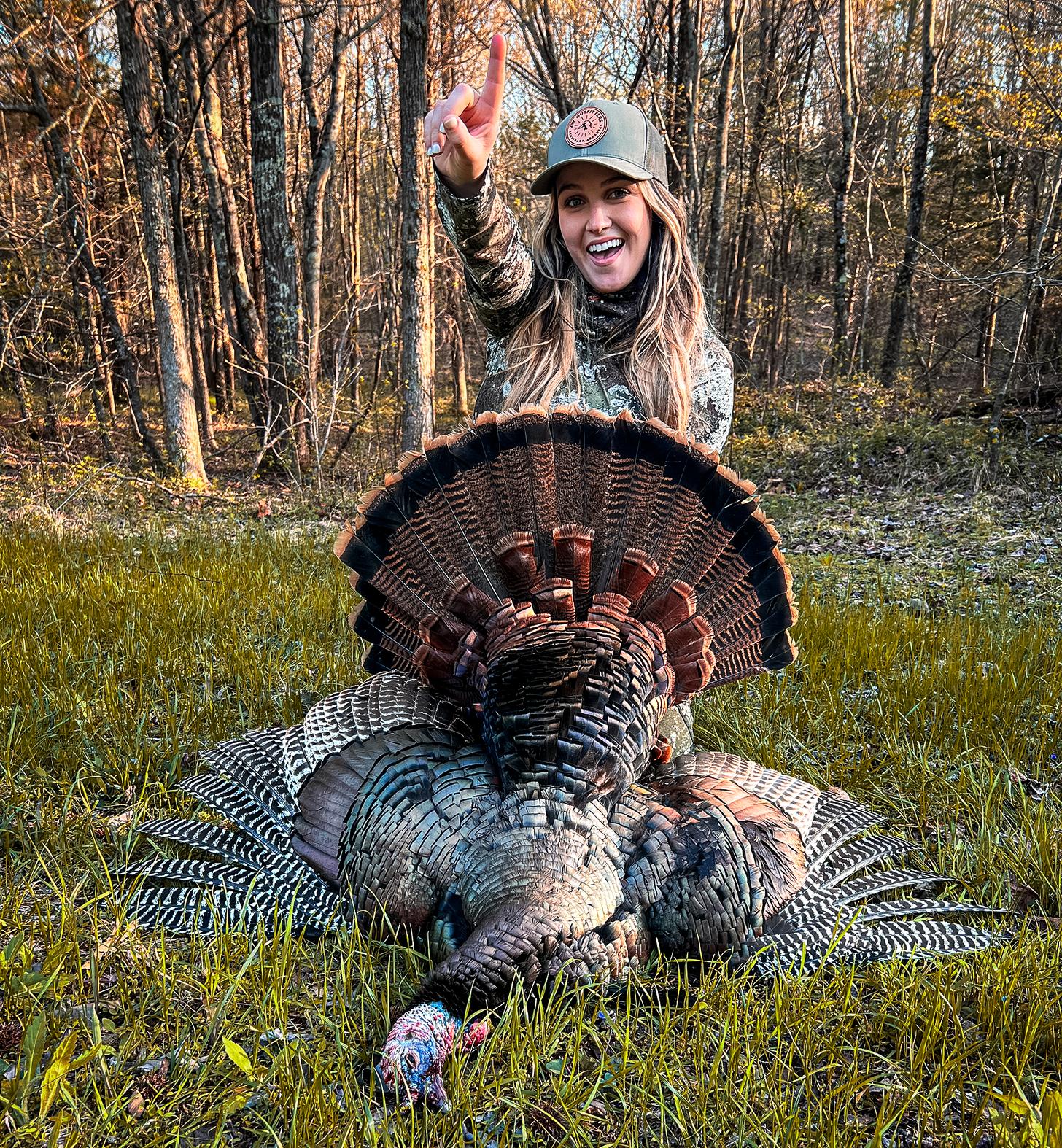 Priscilla Block with a dead tom turkey