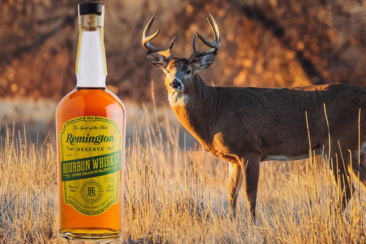 Remington Reserve Bourbon Whiskey and a whitetail buck