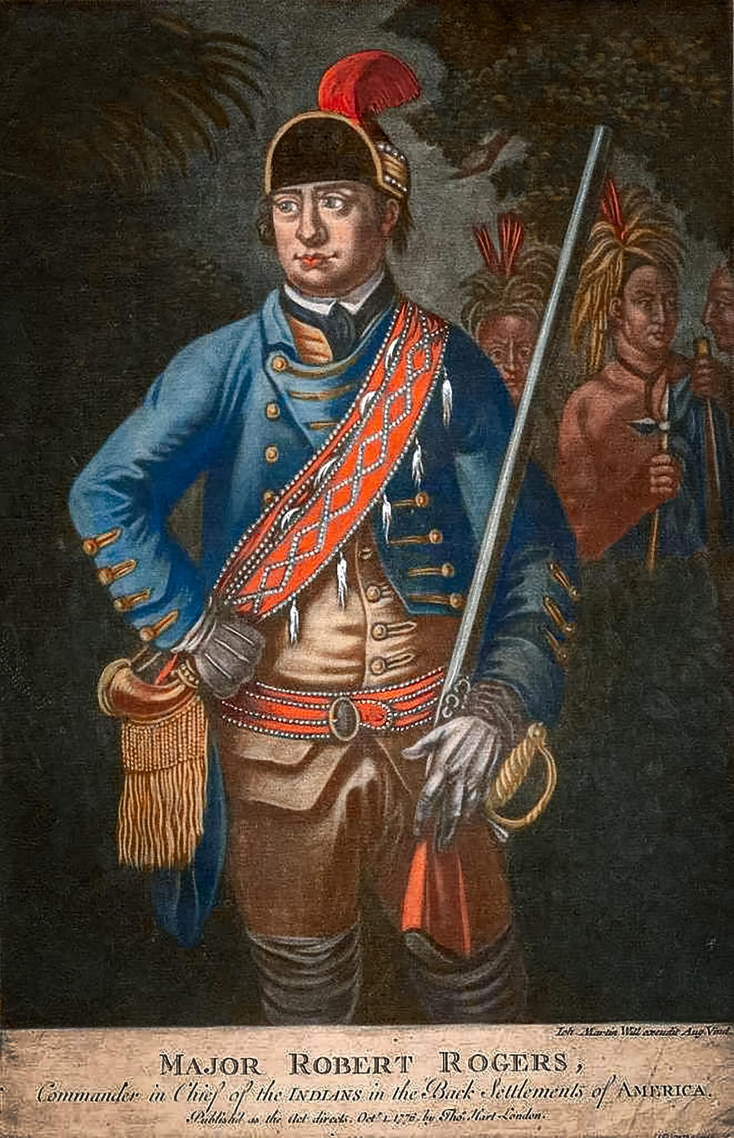 No known likenesses were made of Major Robert Rogers during his lifetime, but this early 19th century illustration suggests what he may have looked like, and more importantly the uniform he likely wore. Image: National Portrait Gallery/Public Domain