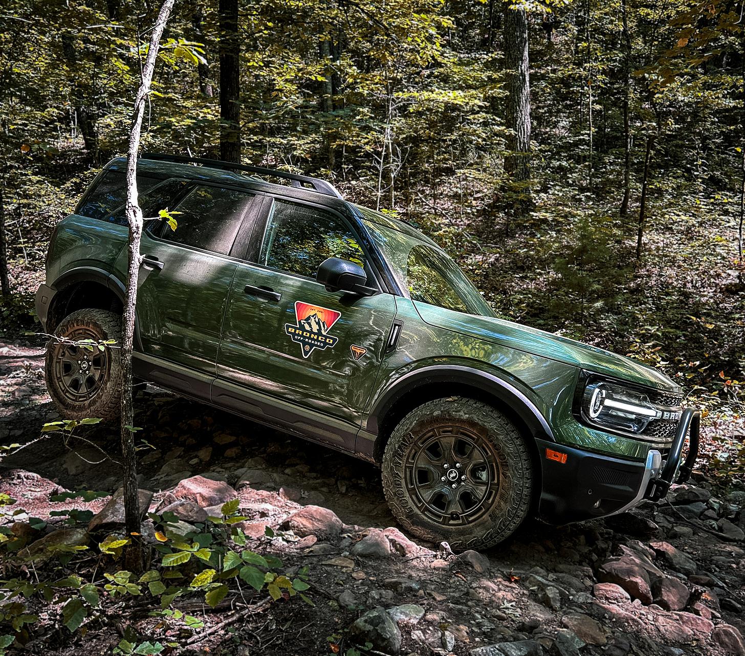 Ford Broncos driving off road