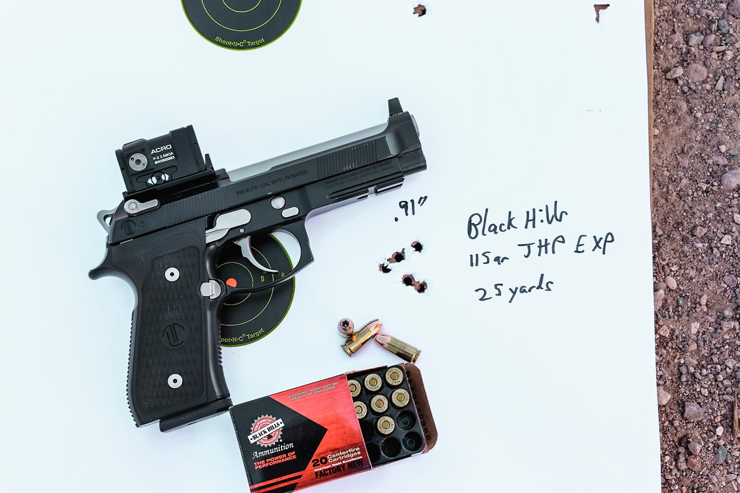 LTT Beretta 92G with some Black Hills 9mm ammo and target results