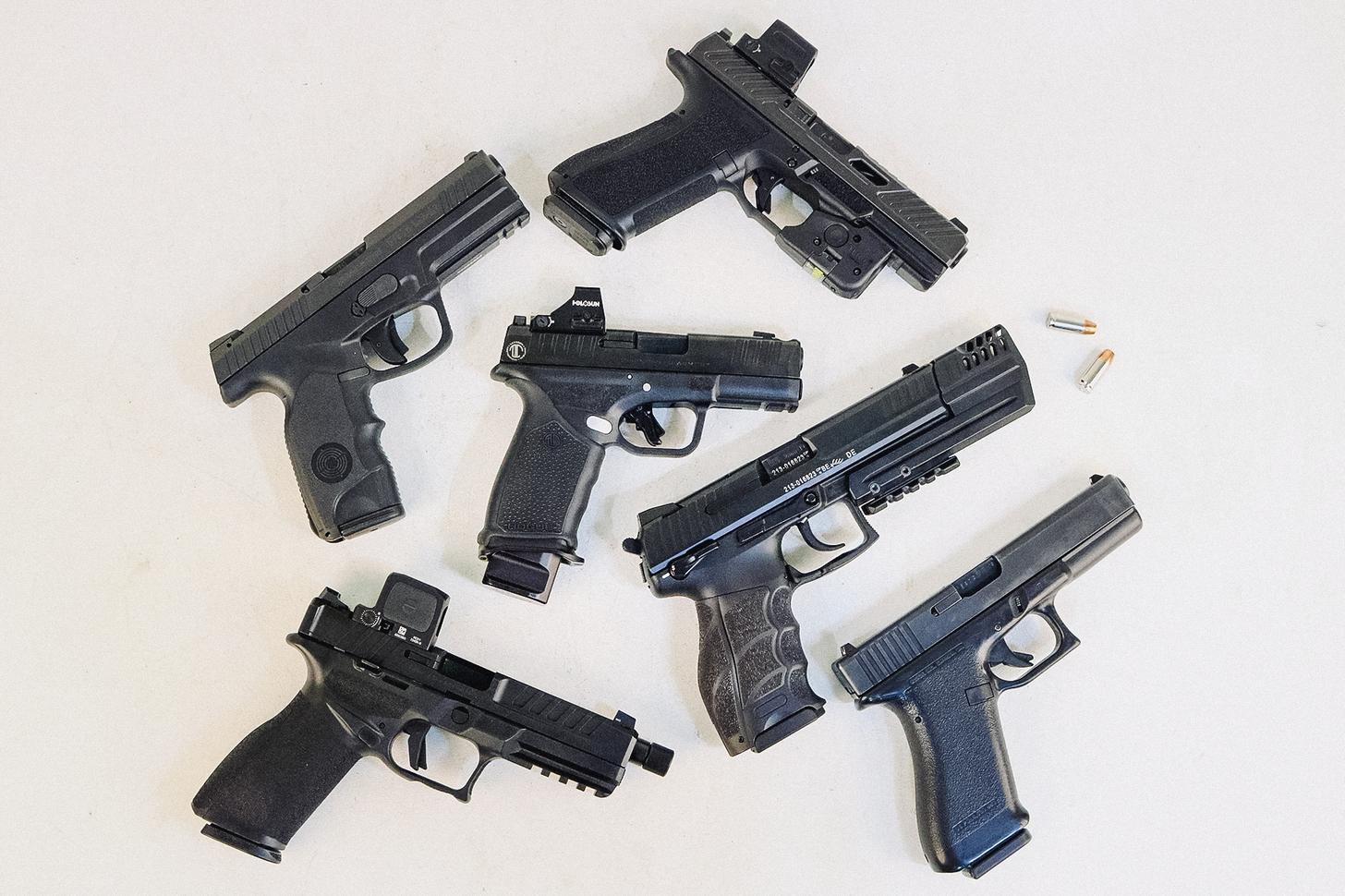 LTT Hellcat Pro with red dot with other handguns