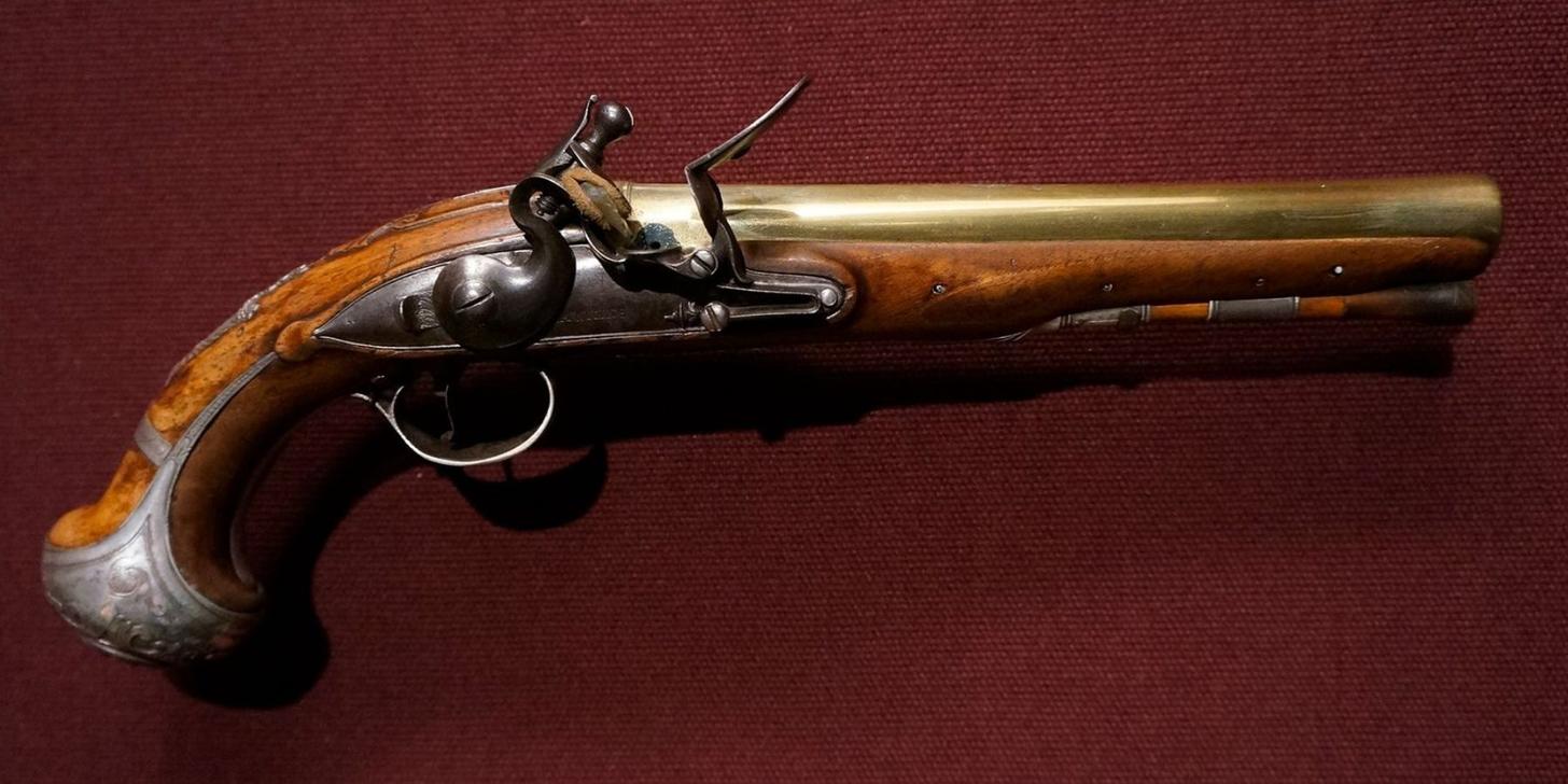 A Revolutionary War-era pistol owned by General George Washington. The quality of such early handguns varied significantly.