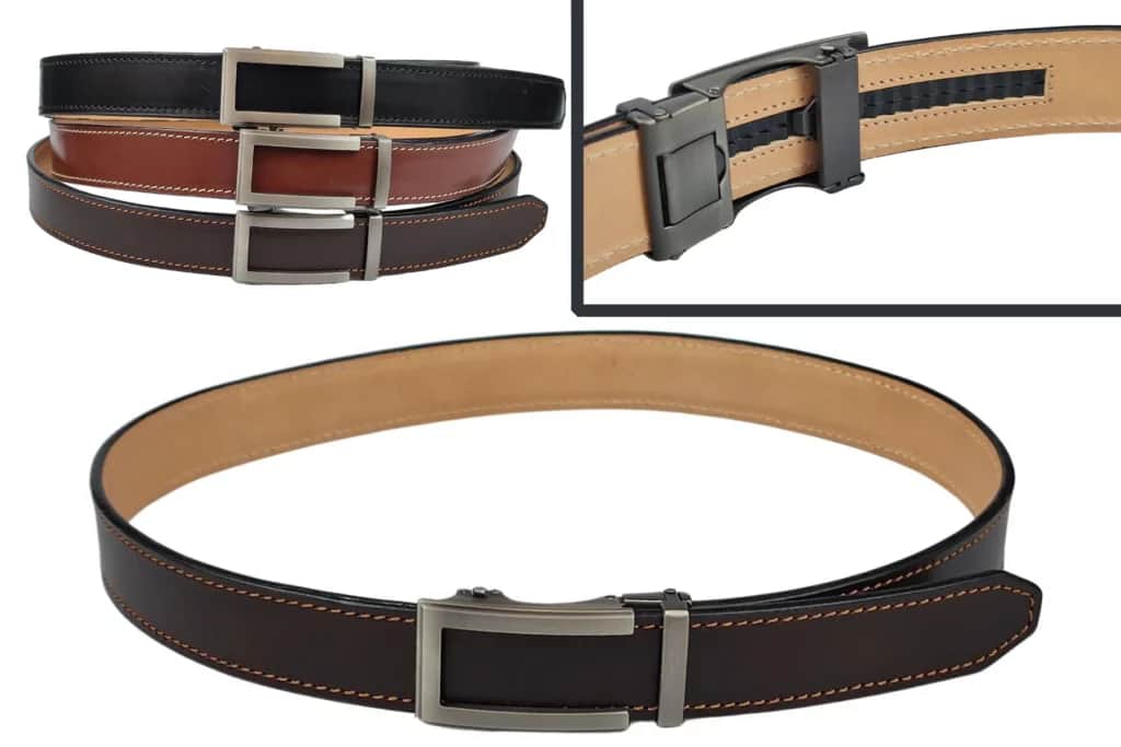 Falcor Leather Belt with Ratchet Belt Buckle