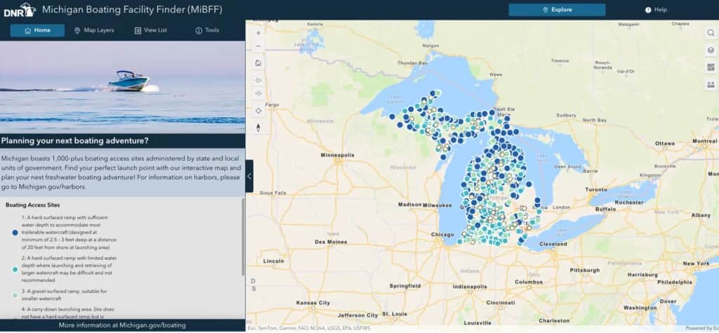 Michigan Offers New Boating Facilities Map