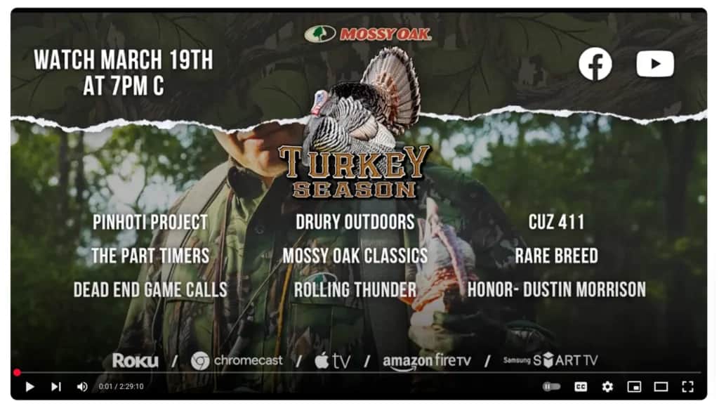 Live Stream Turkey Hunting Content from Mossy Oak
