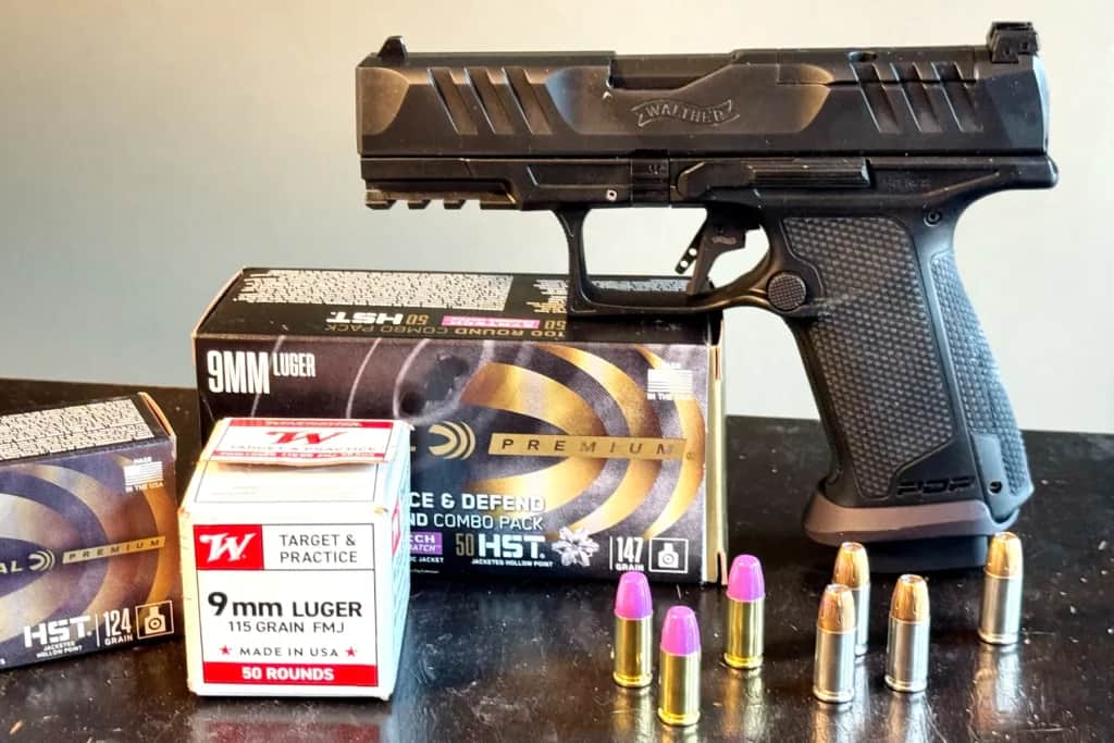 Walther PDP F-Series Pro 4-inch 9mm with Winchester Target & Practice and Federal Practice & Train HST 9mms