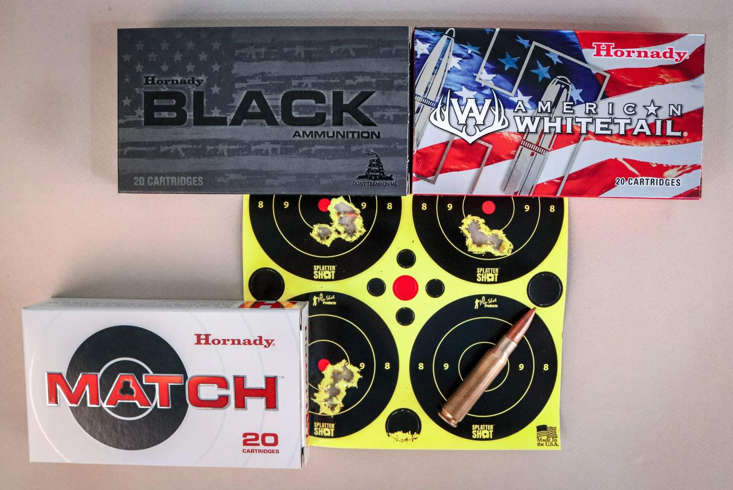 target results with Hornady Black, Hornady American Whitetail, and Hornady Match .308 Win ammunition