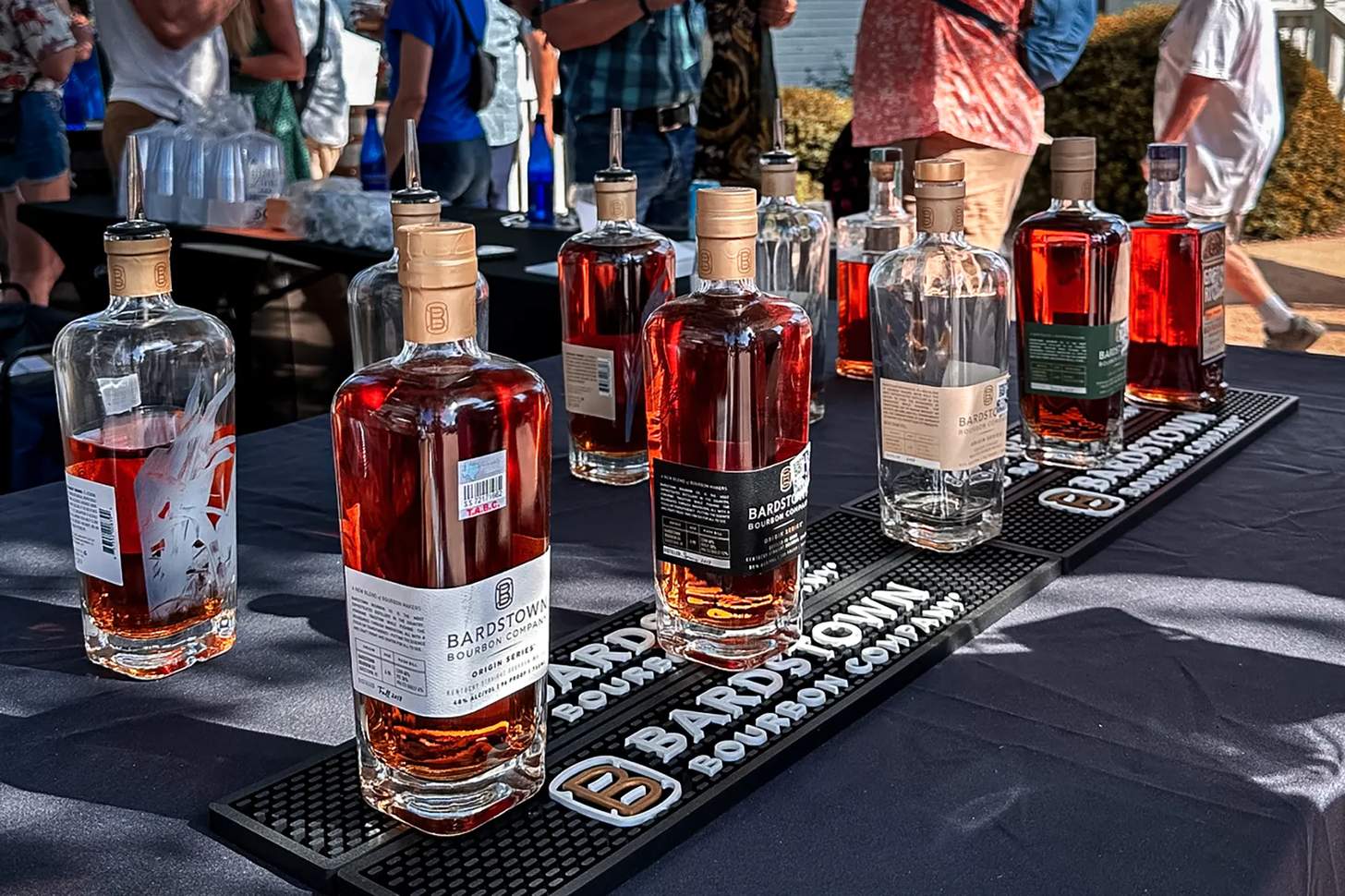 an assortment of bourbon bottles