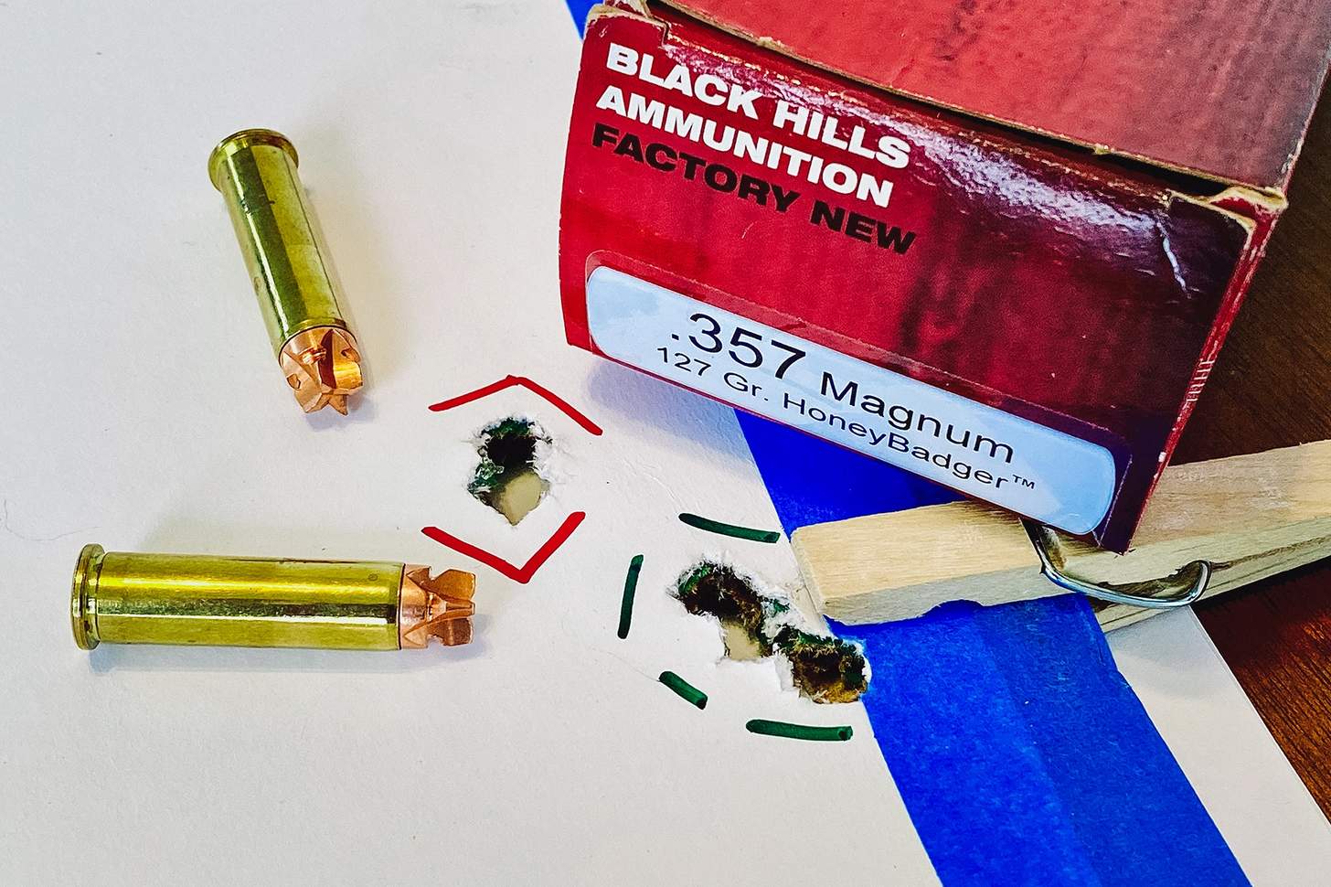 target results with Black Hills Ammunition .357 Magnum ammo loaded with 127-grain HoneyBadger bullets