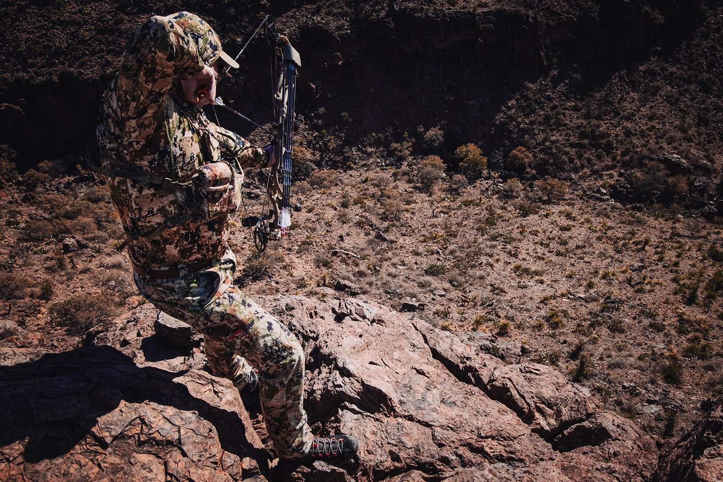 At full draw on a ridge