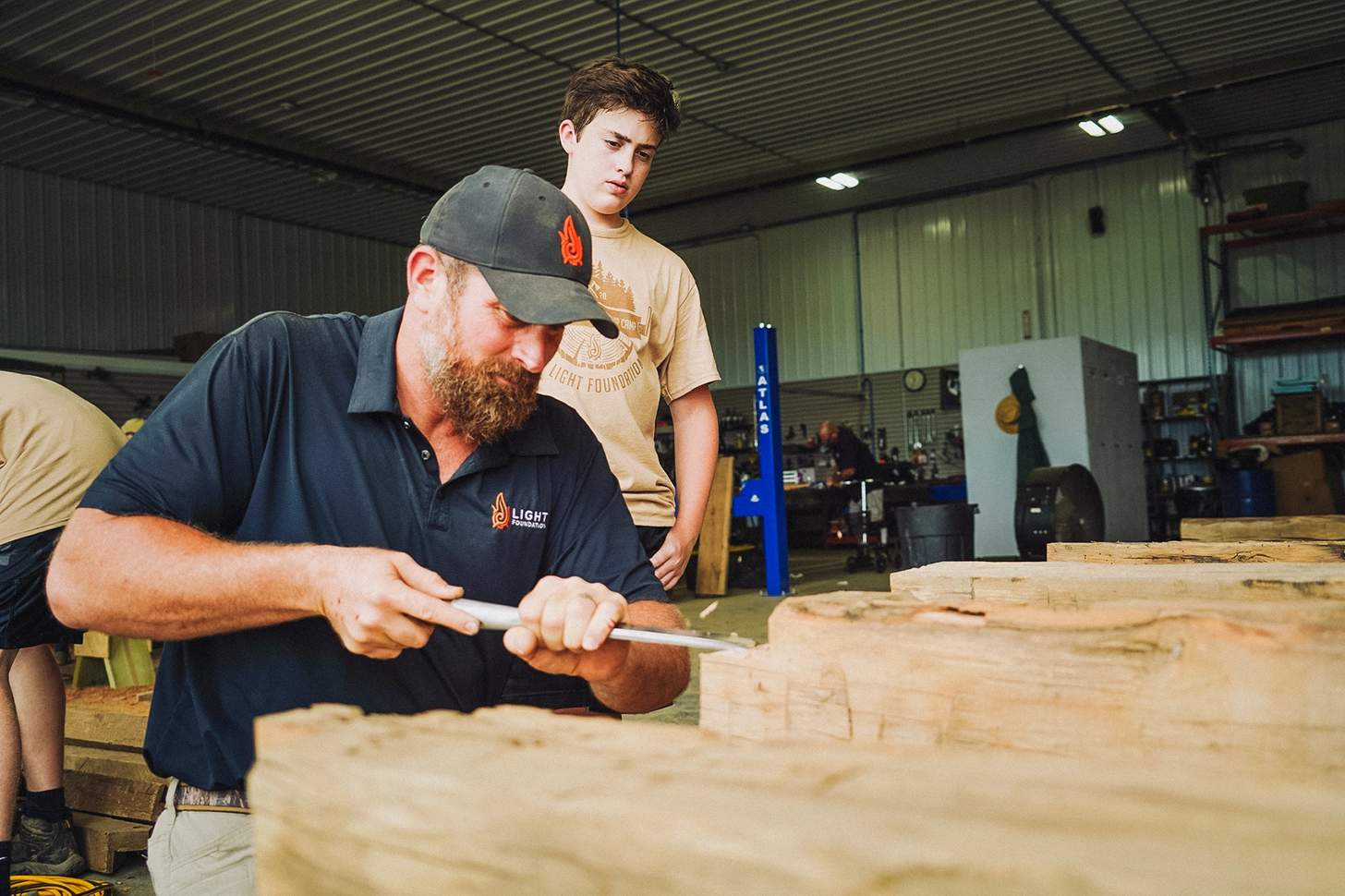 former NFL star Matt Light doing some woodworking