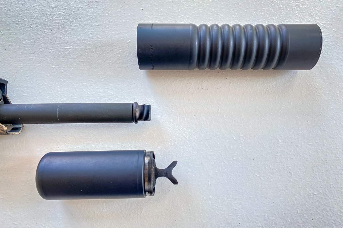 AB Suppressors Raptor 7.62 suppressor, disassembled