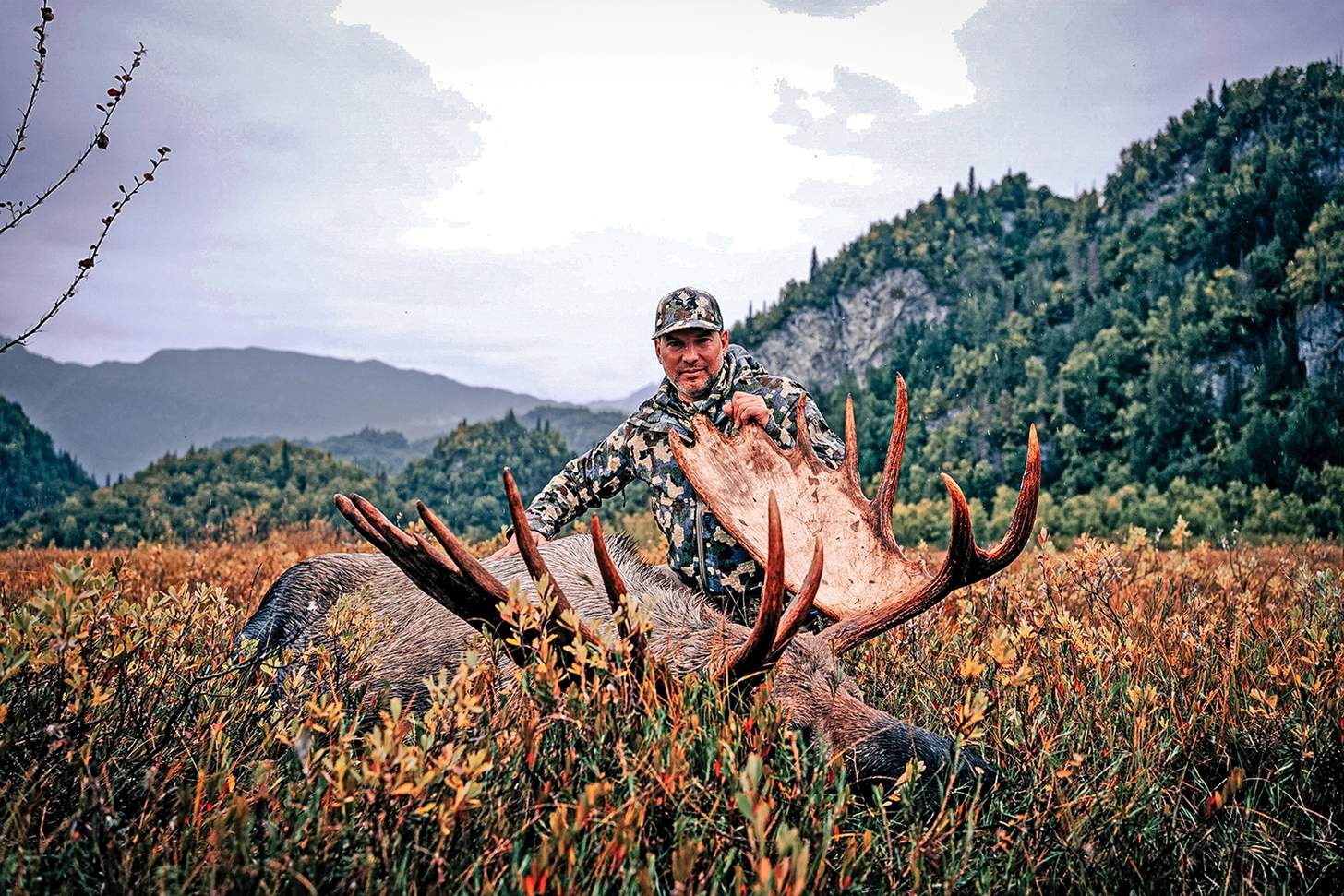 Andy Techmanski with a downed bull moose