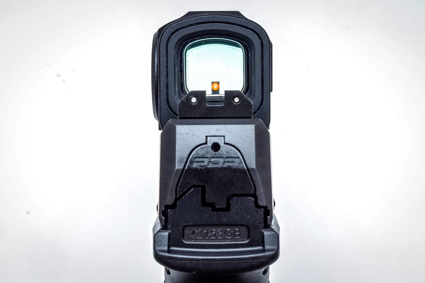 Walther PDP F Pro ACRO sight picture with lower third co-witness